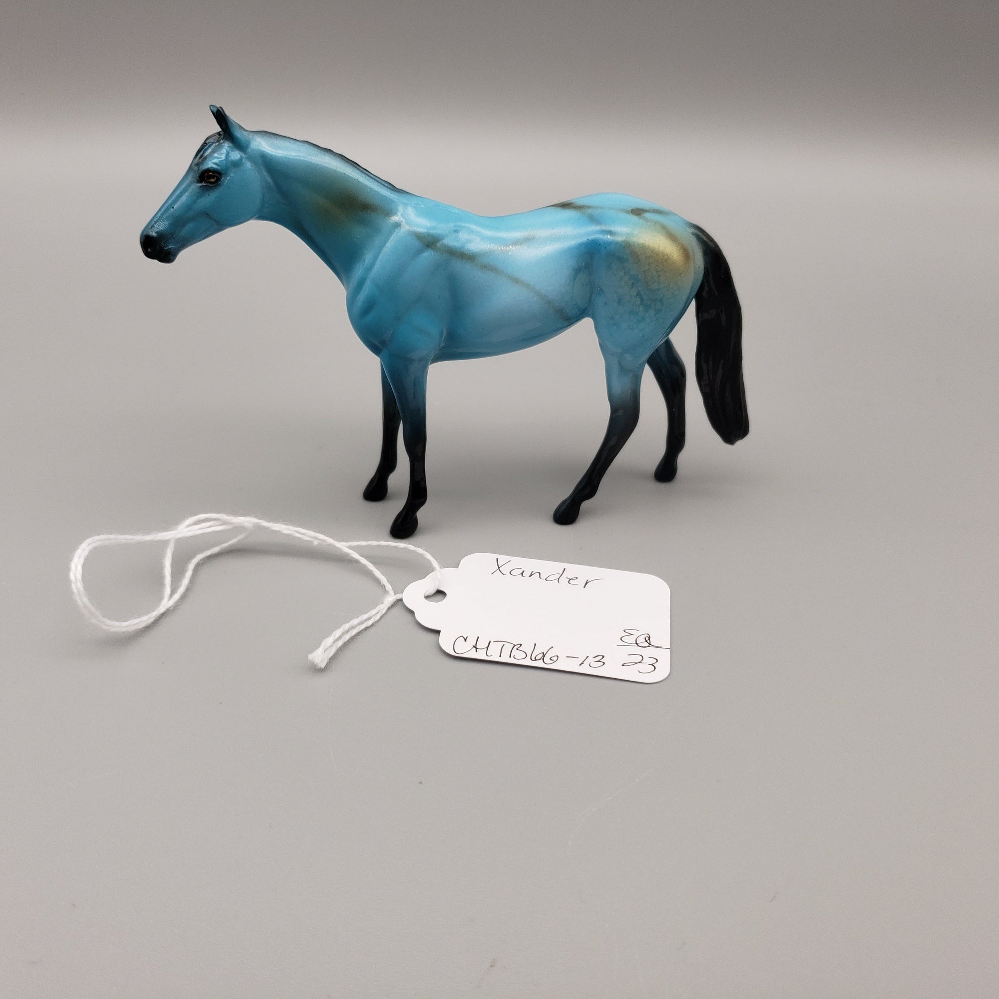 Xander OOAK Turquoise Deco Thoroughbred Chip By Dawn Quick EQ23