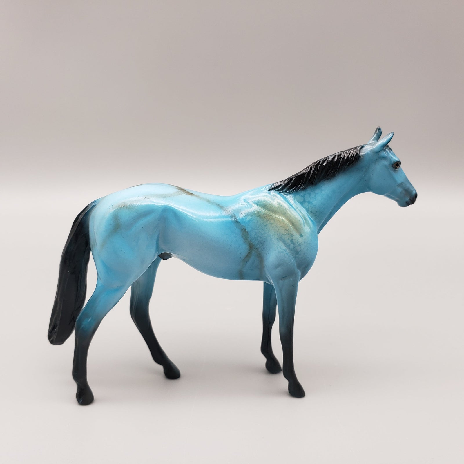 Xander OOAK Turquoise Deco Thoroughbred Chip By Dawn Quick EQ23