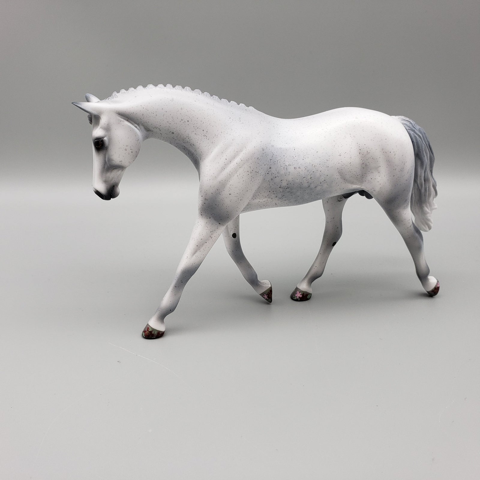 Chopin OOAK Fleabitten Gray with deco hooves Warmblood Pebble By Jess Hamill EQ23