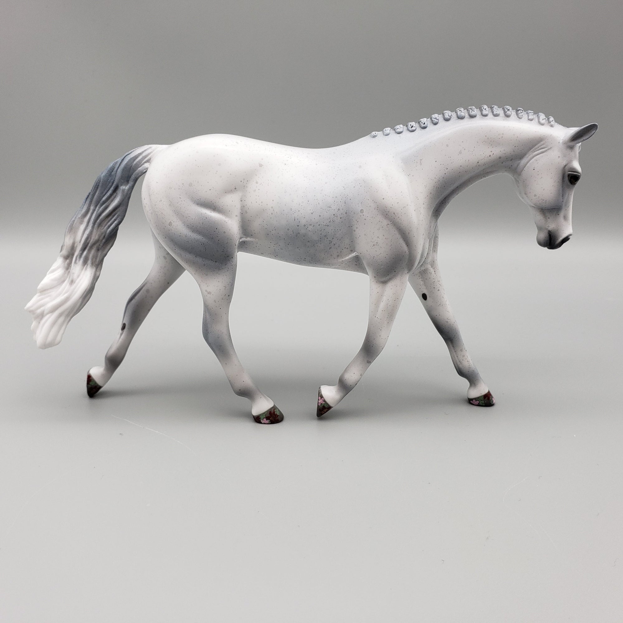 Chopin OOAK Fleabitten Gray with deco hooves Warmblood Pebble By Jess Hamill EQ23