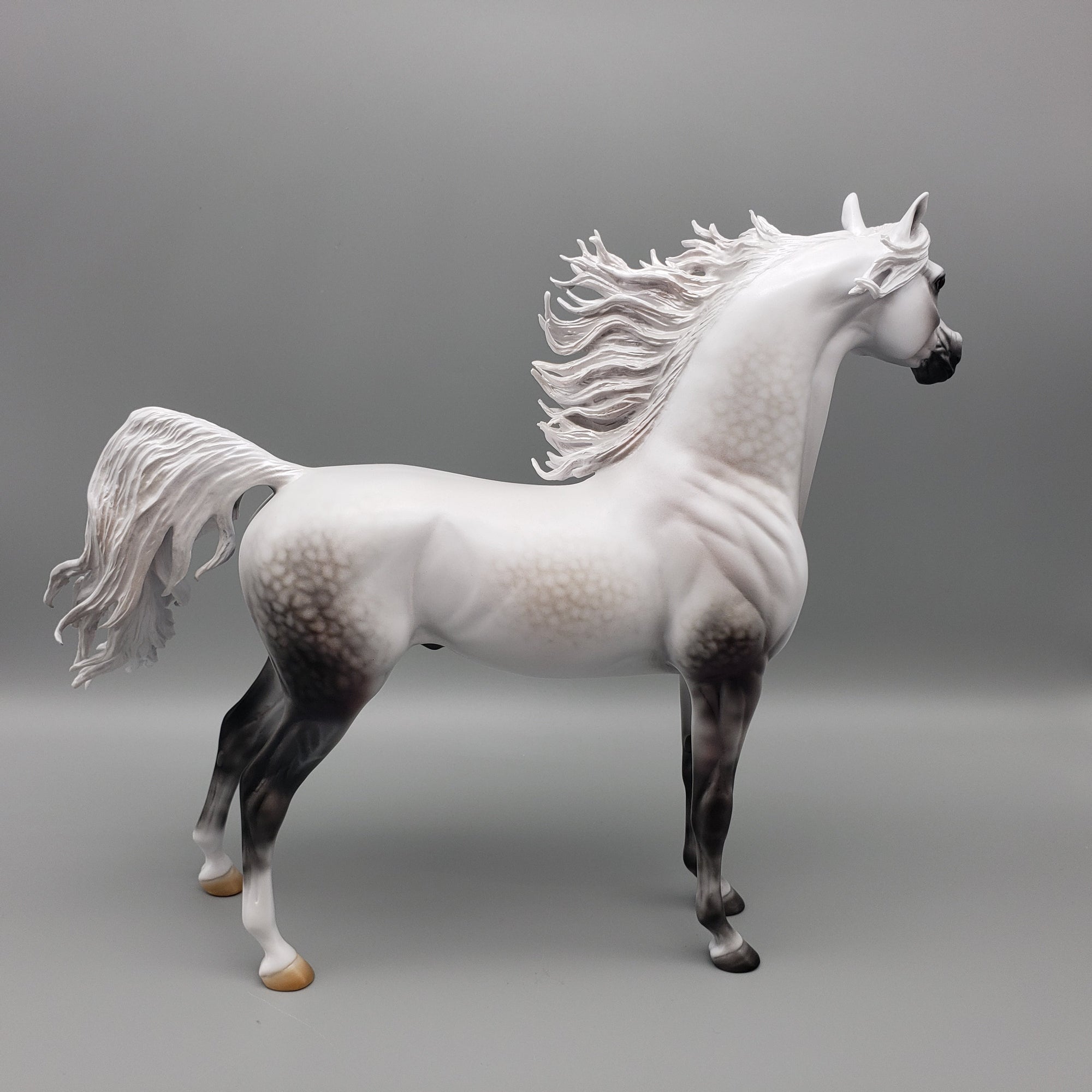 Out From The Night Basket 13 Equilocity 2023 OOAK Dappled Grey Arabian By Carrie Keller EQ23