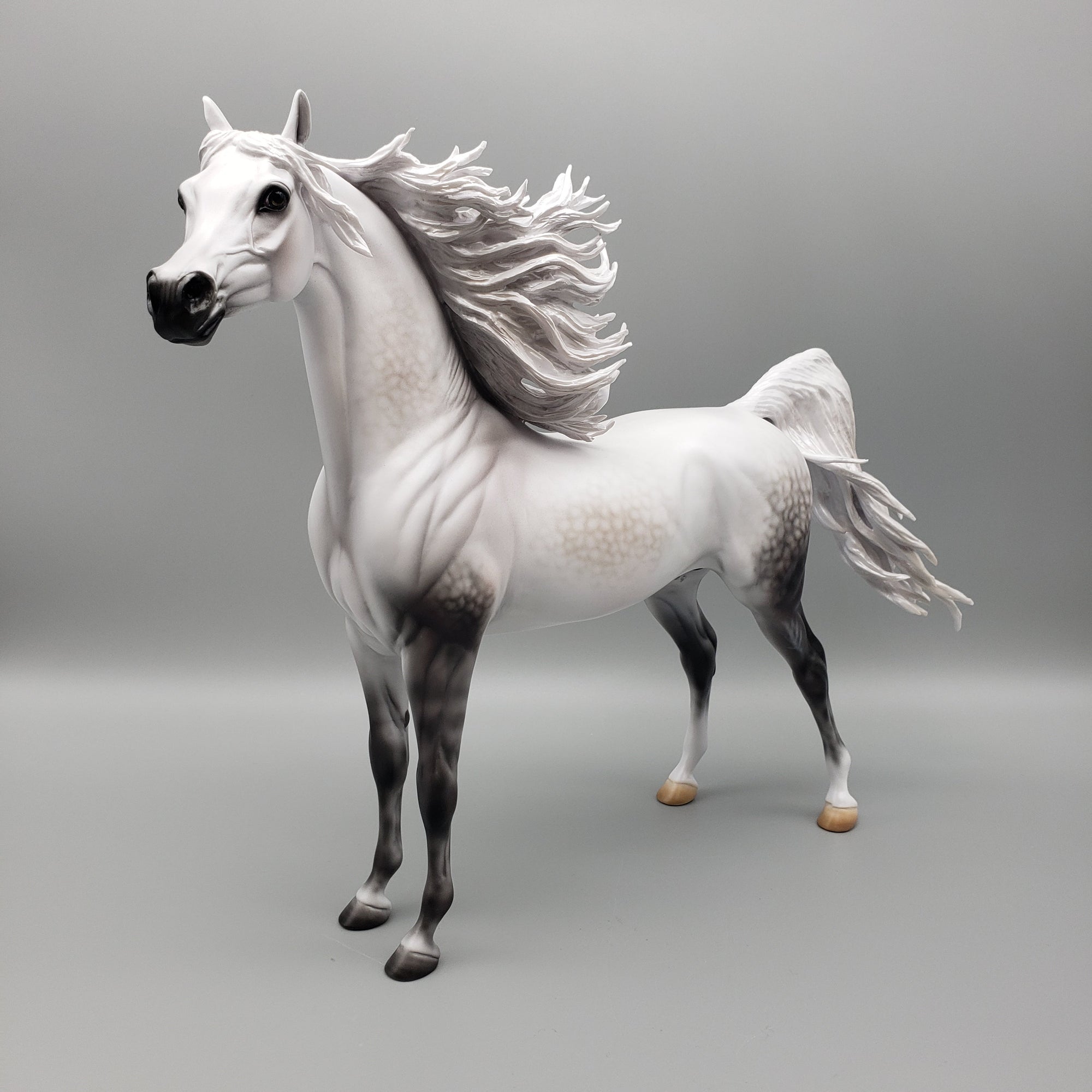 Out From The Night Basket 13 Equilocity 2023 OOAK Dappled Grey Arabian By Carrie Keller EQ23