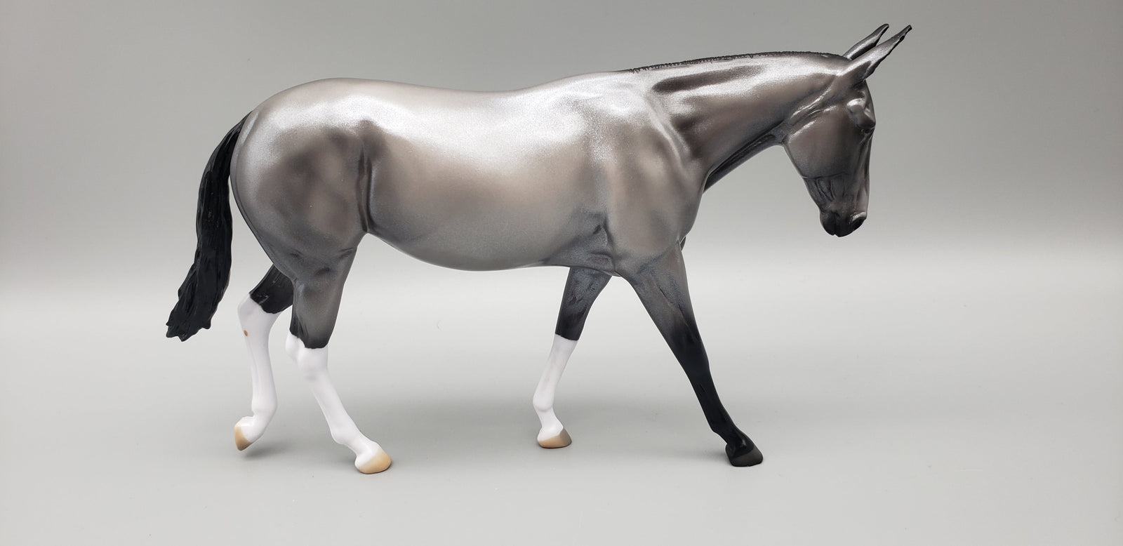 Willa OOAK Silver Grey Pebble Mule By Angela Marleau EQ23