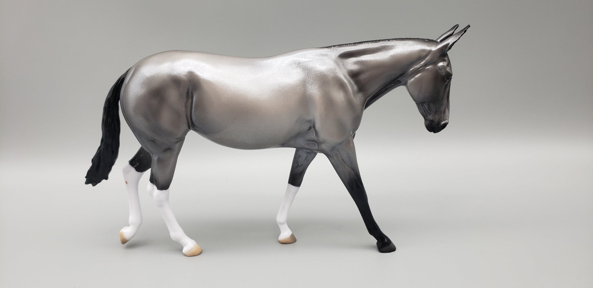 Willa OOAK Silver Grey Pebble Mule By Angela Marleau EQ23