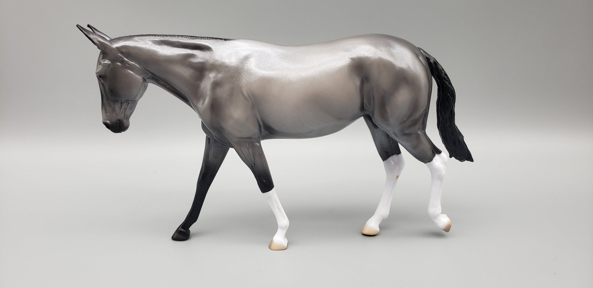 Willa OOAK Silver Grey Pebble Mule By Angela Marleau EQ23