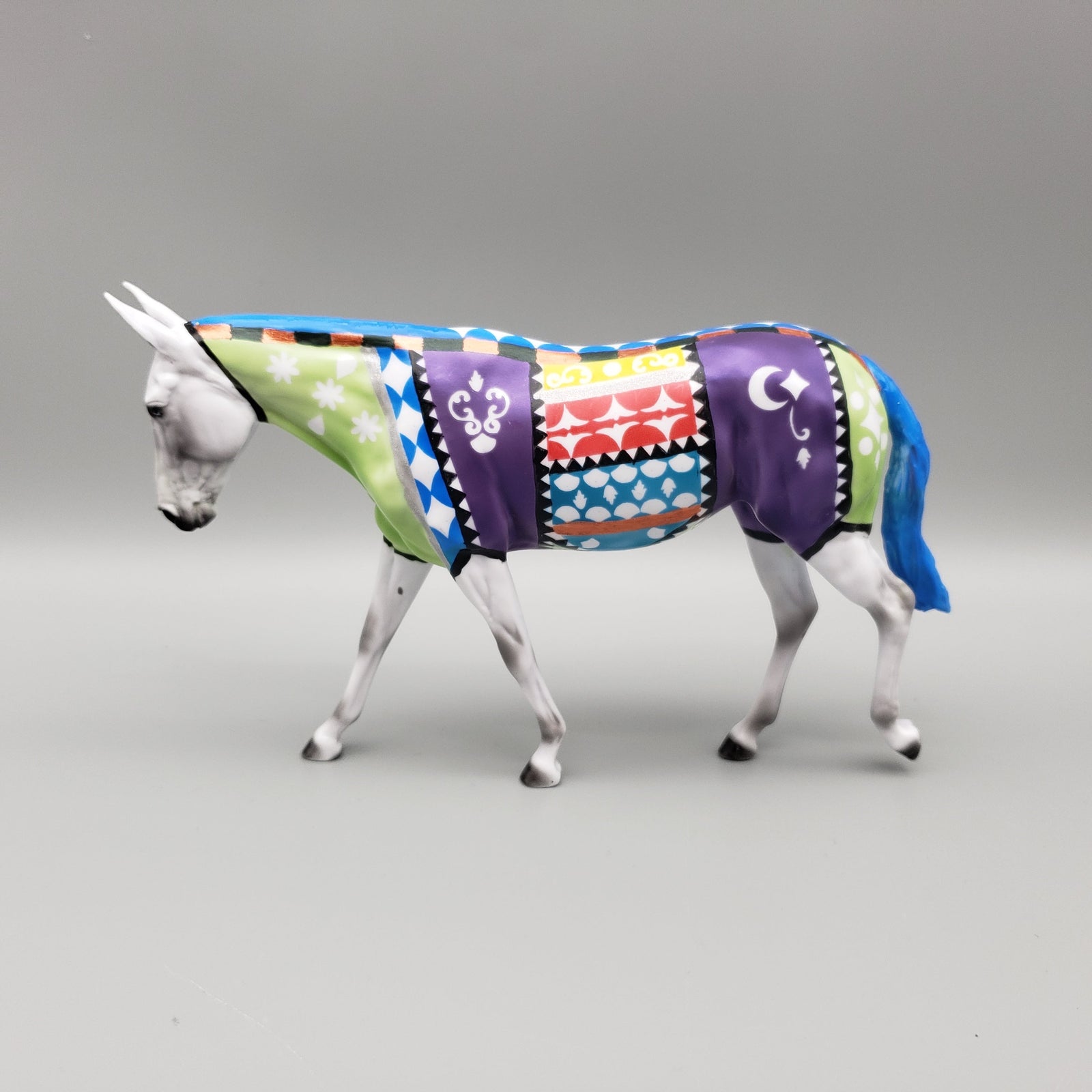 Peddler's Flowers OOAK Grey with Hand Painted Blanket Pebble Mule By Dawn Quick Best Offers 7/24/23