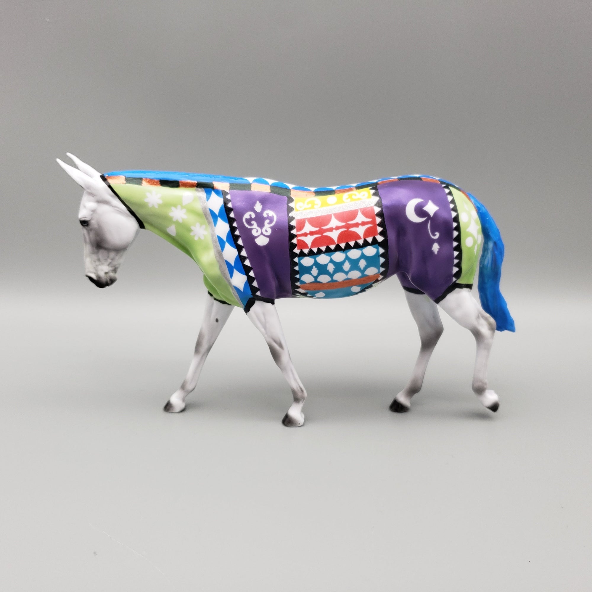 Peddler's Flowers OOAK Grey with Hand Painted Blanket Pebble Mule By Dawn Quick Best Offers 7/24/23