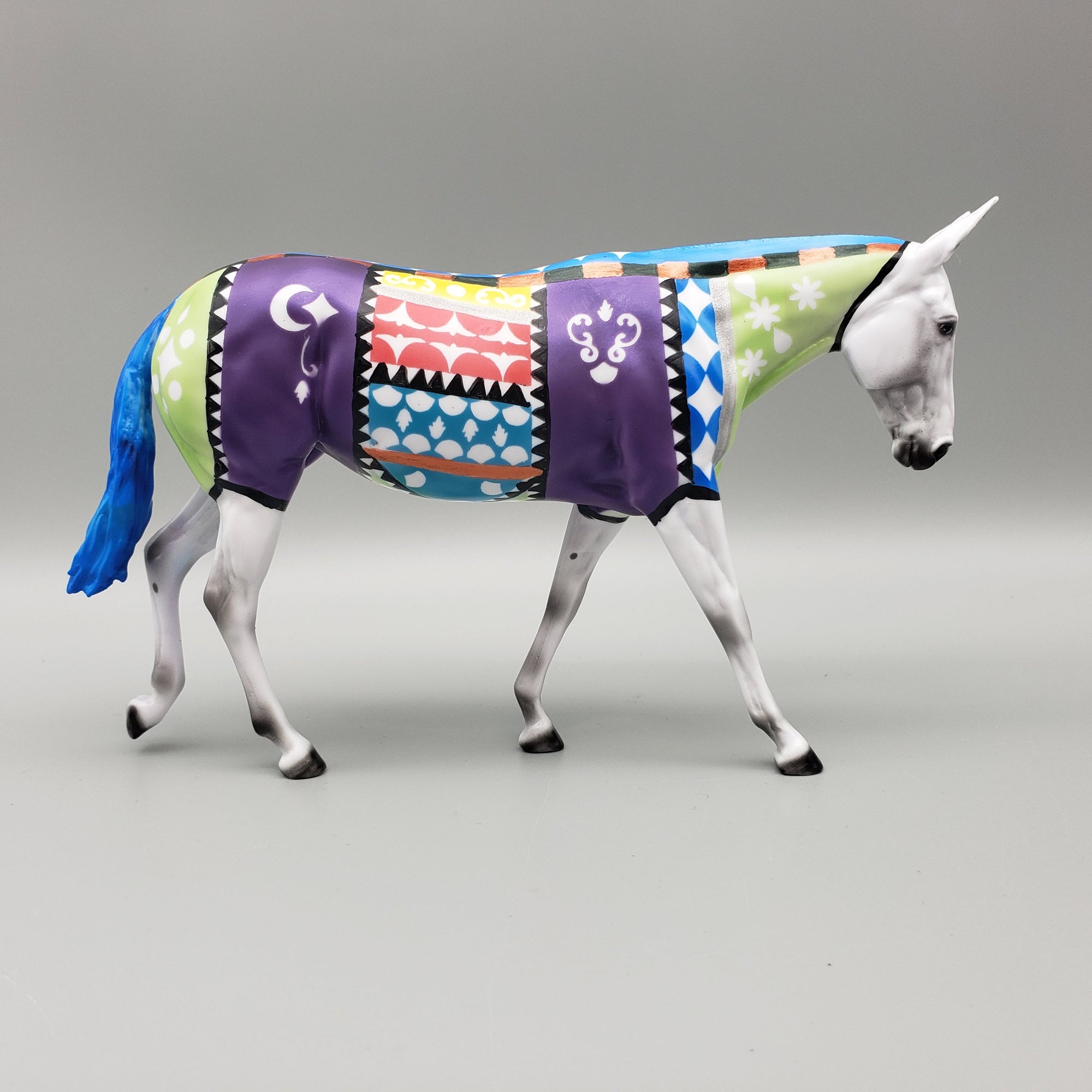 Peddler&#39;s Flowers OOAK Grey with Hand Painted Blanket Pebble Mule By Dawn Quick Best Offers 7/24/23