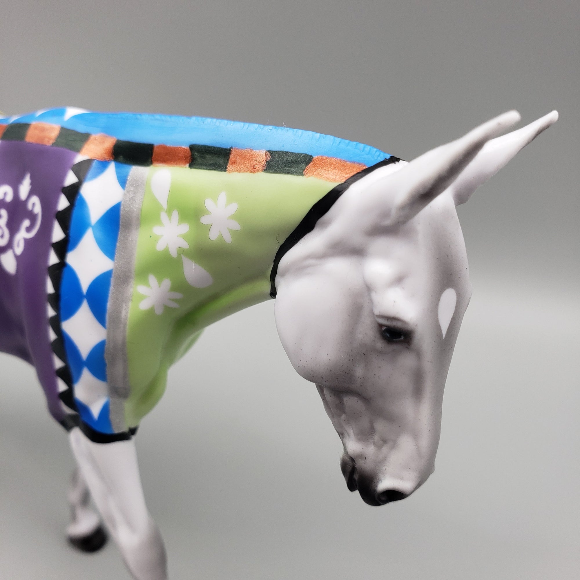 Peddler&#39;s Flowers OOAK Grey with Hand Painted Blanket Pebble Mule By Dawn Quick Best Offers 7/24/23