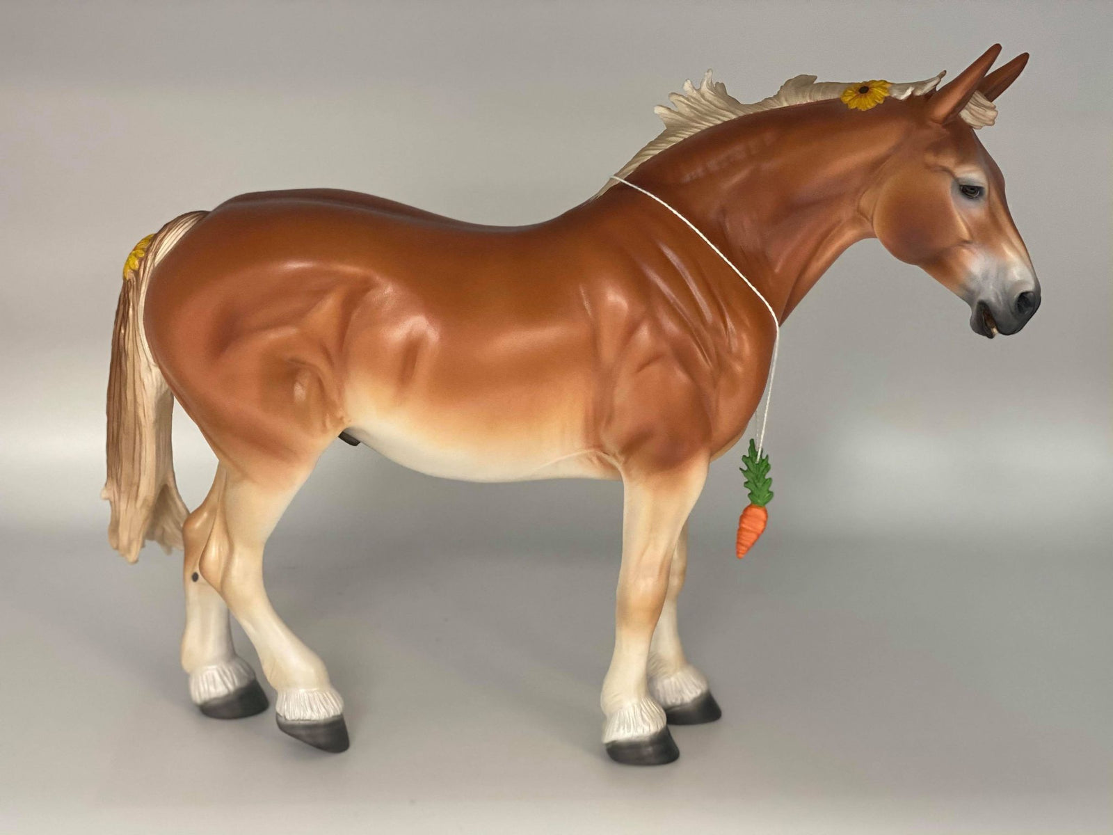 Hello-OOAK Heavy Draft Mule Painted by Carrie Keller Basket EQ 21