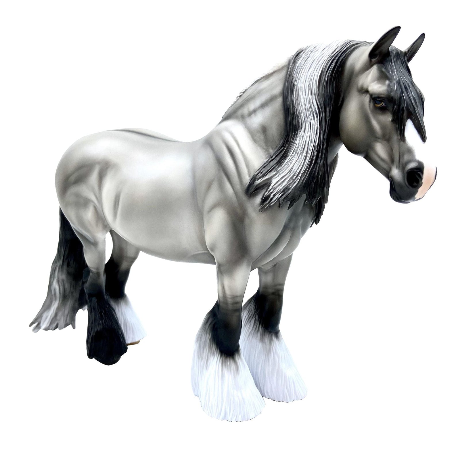 Serene-OOAK Grulla Pinto Heavy Draft Mare Basket Painted by Carrie Keller EQ 21