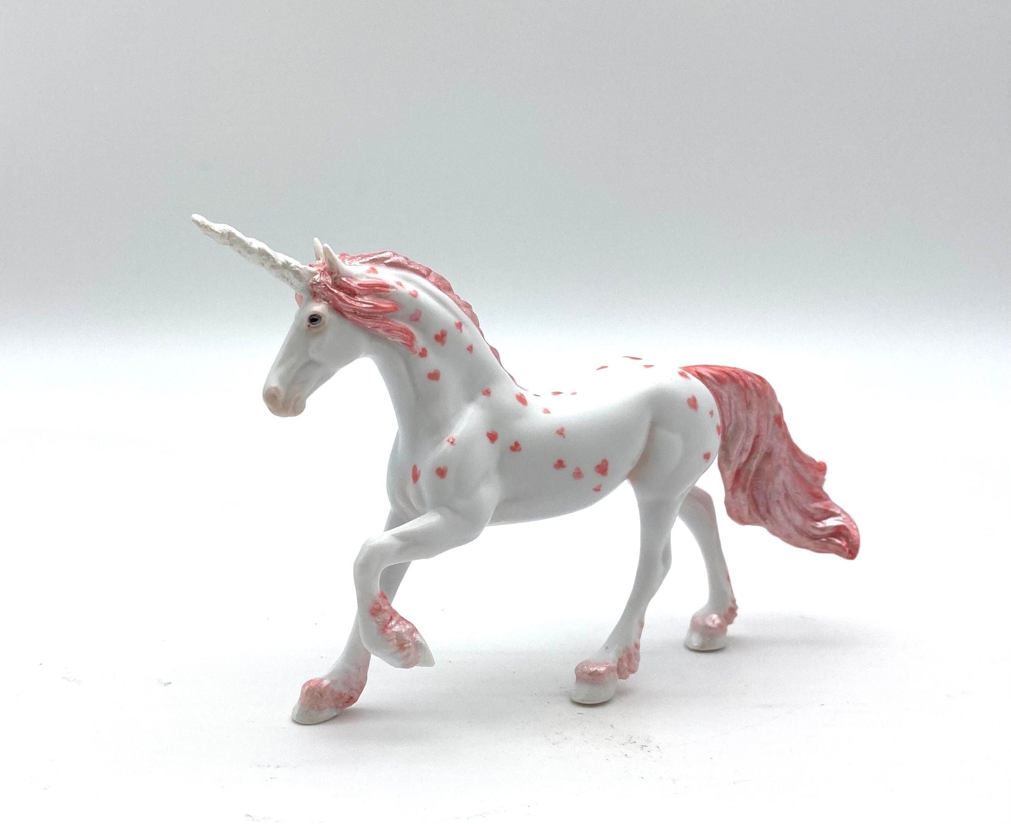 Hearts A Flutter- OOAK Fresian Unicorn Chip Painted by Andrea 2/8/22