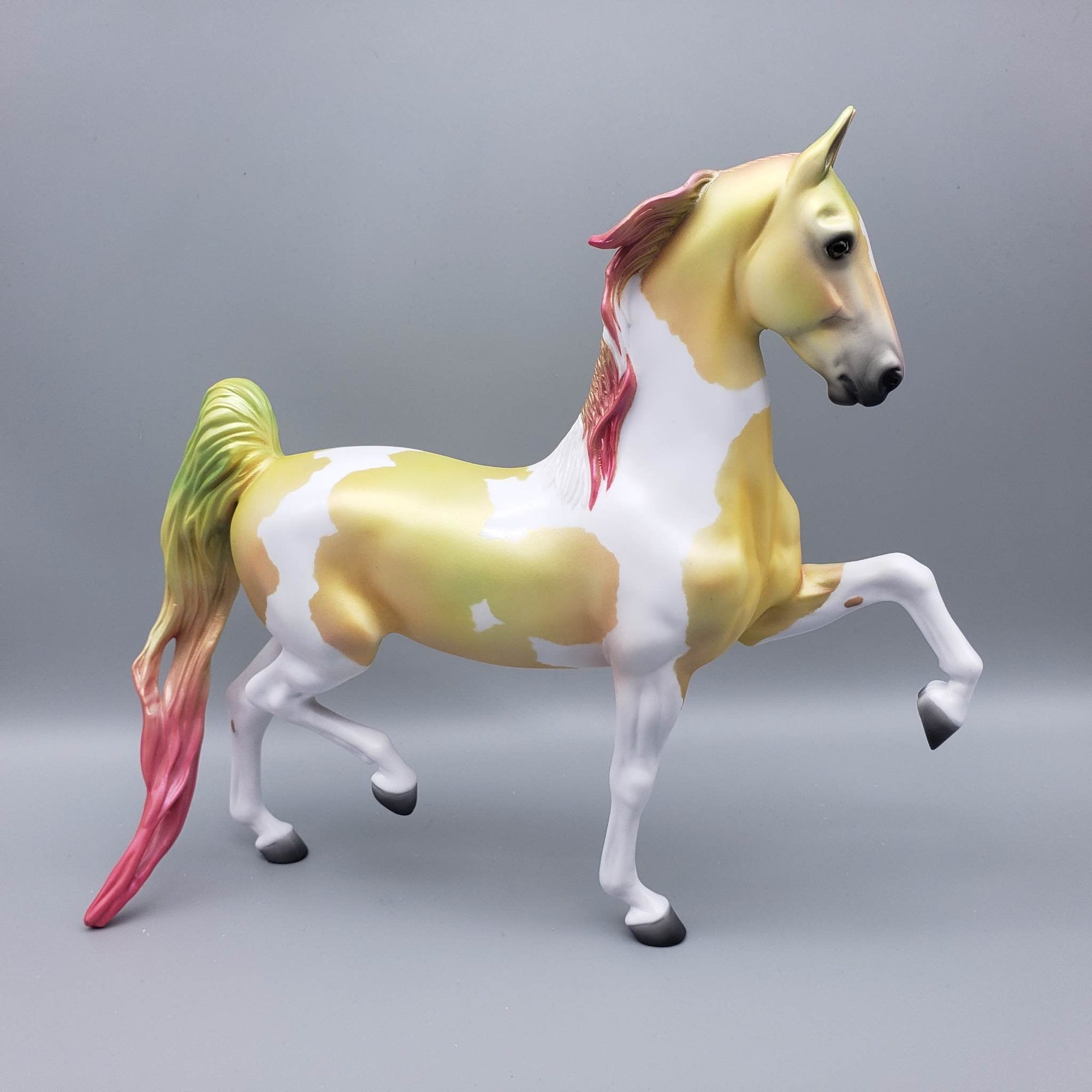 Sweet Lemonade - OOAK - Holo Yellow Pink and White Decorator Saddlebred By Jess Hamill EQ23