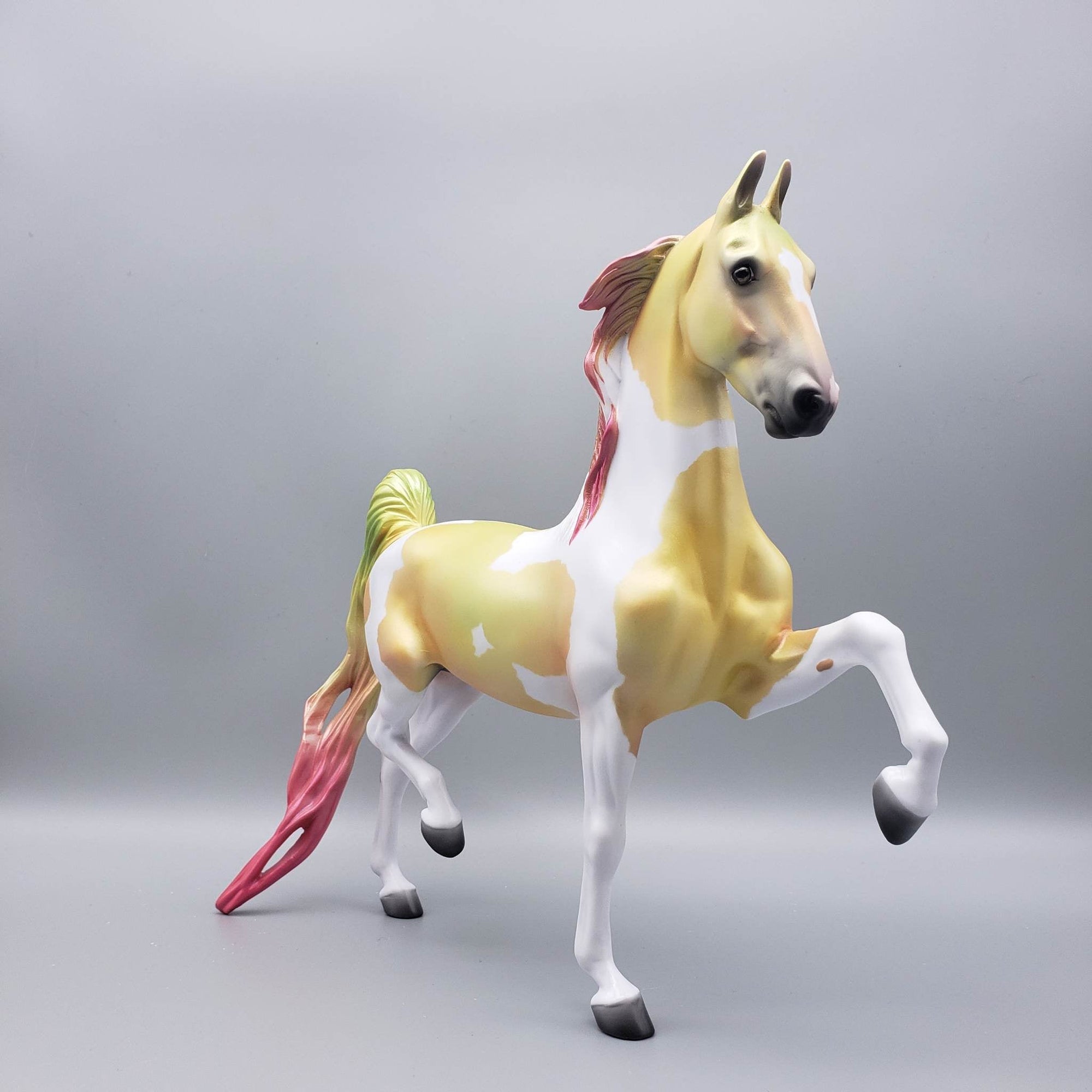 Sweet Lemonade - OOAK - Holo Yellow Pink and White Decorator Saddlebred By Jess Hamill EQ23