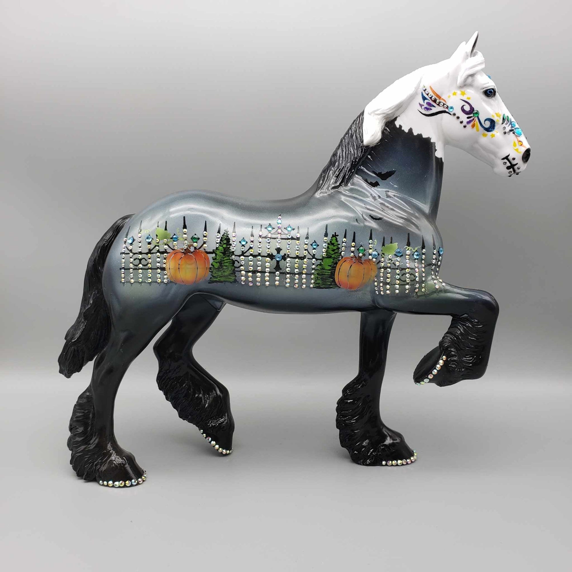 Pumpkin Heaven OOAK Sugar Skull Deco Trotting Draft By Dawn Quick Facebook Auction MM23