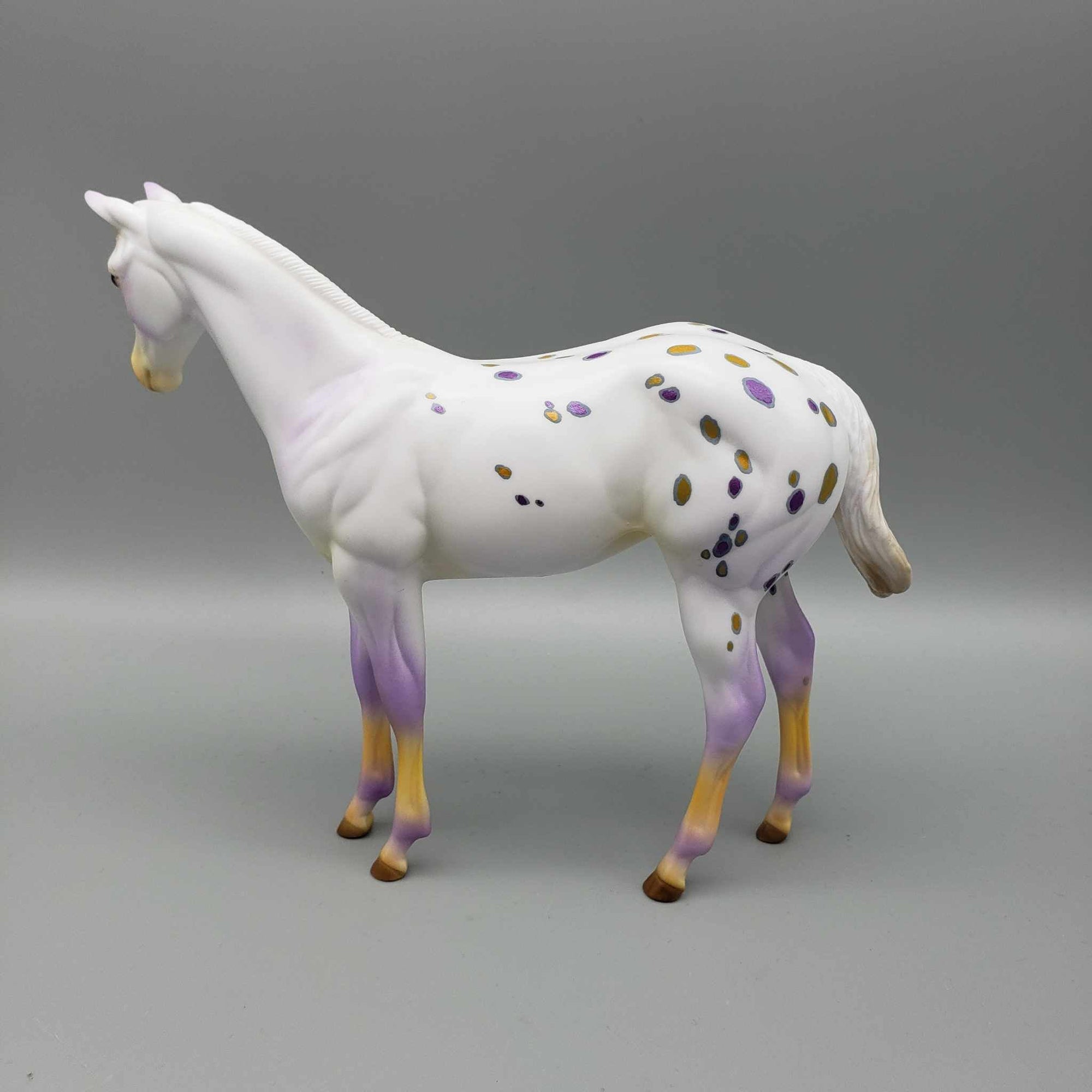 Candy Coated OOAK Halloween Deco Orange / Purple Semi-Leoperd Appaloosa W/ Blacklight Weanling Pebble By Ellen Robbins Moonlight Madness 2023 MM23