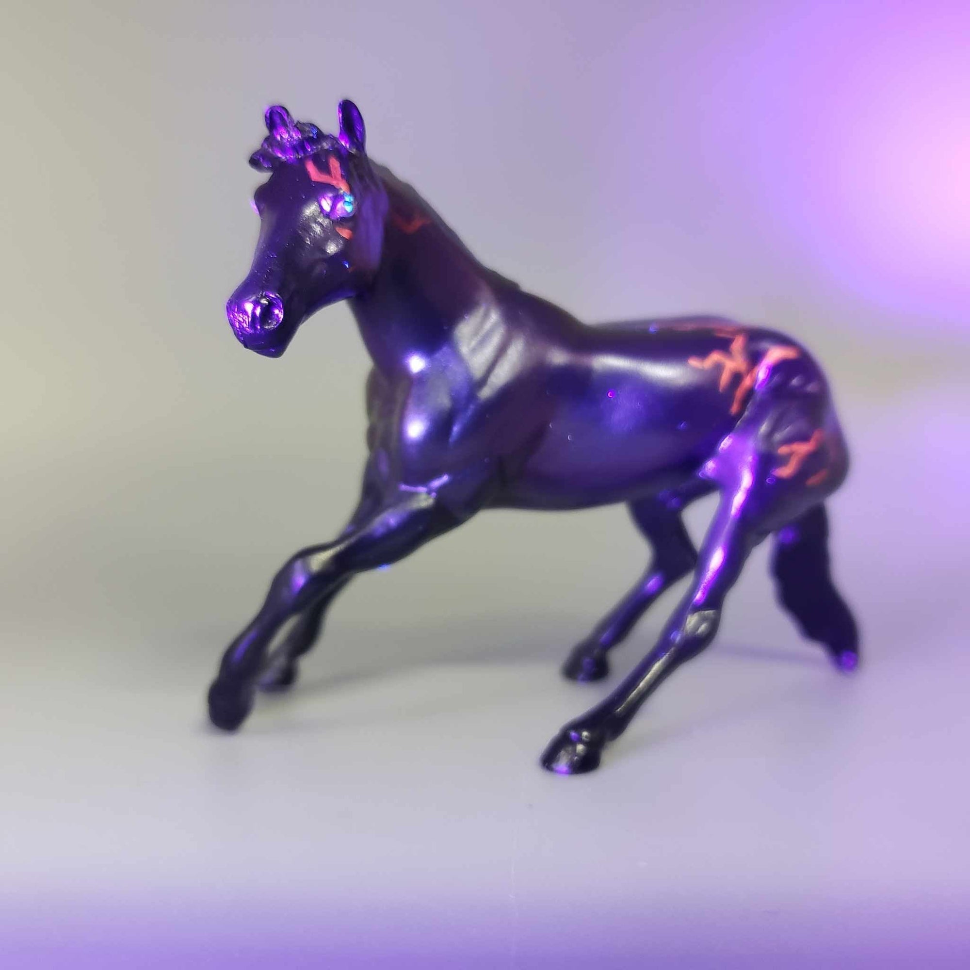 Khodrik &amp; Calf OOAK Colorshift Black Blacklight Reactive Cutter &amp; Alien Calf Chip LE-30 By Jess Hamill Moonlight Madness 2023 MM23