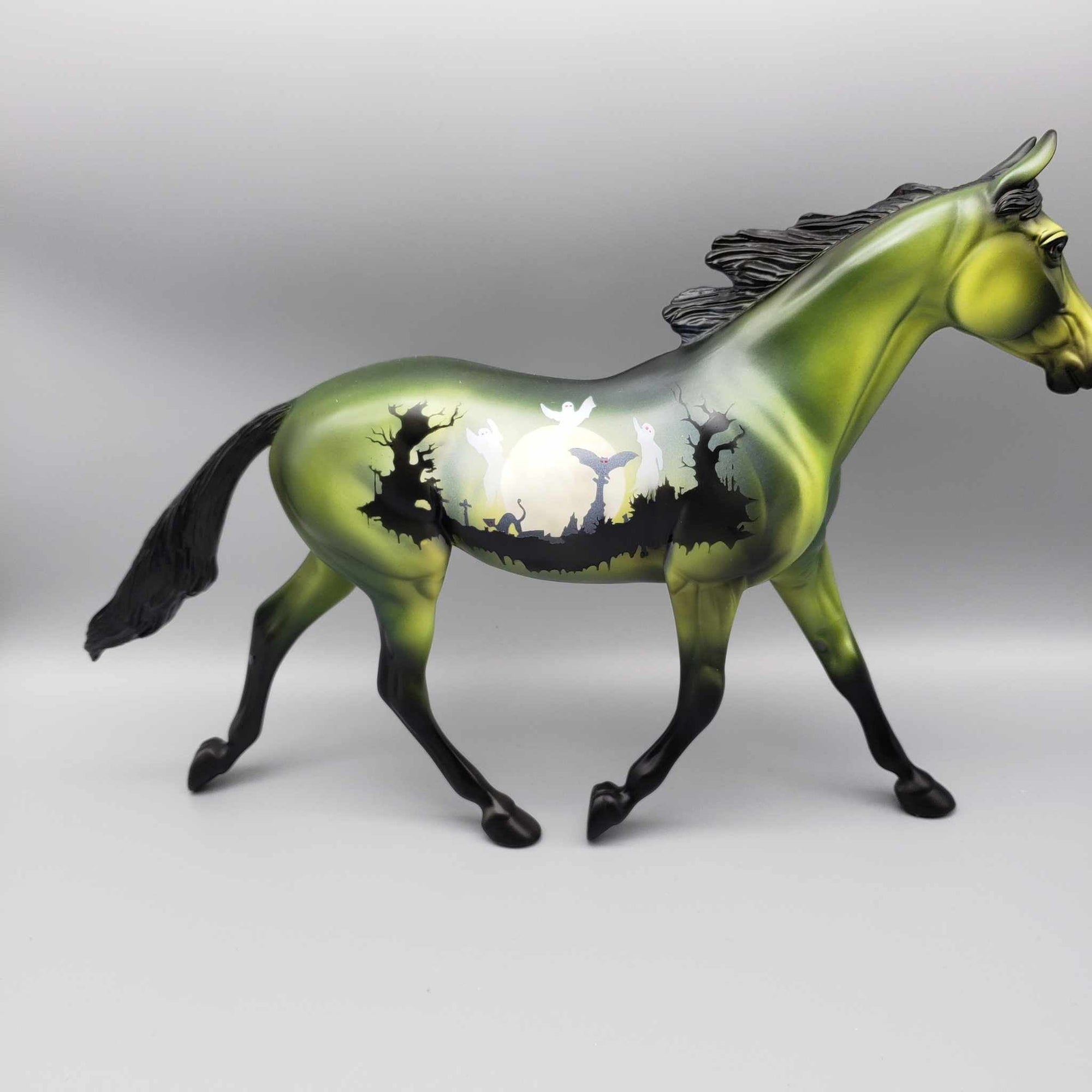 Spirits Among Us OOAK Deco Green Ghosts Scene Palouse By Dawn Quick Moonlight Madness 2023 MM23