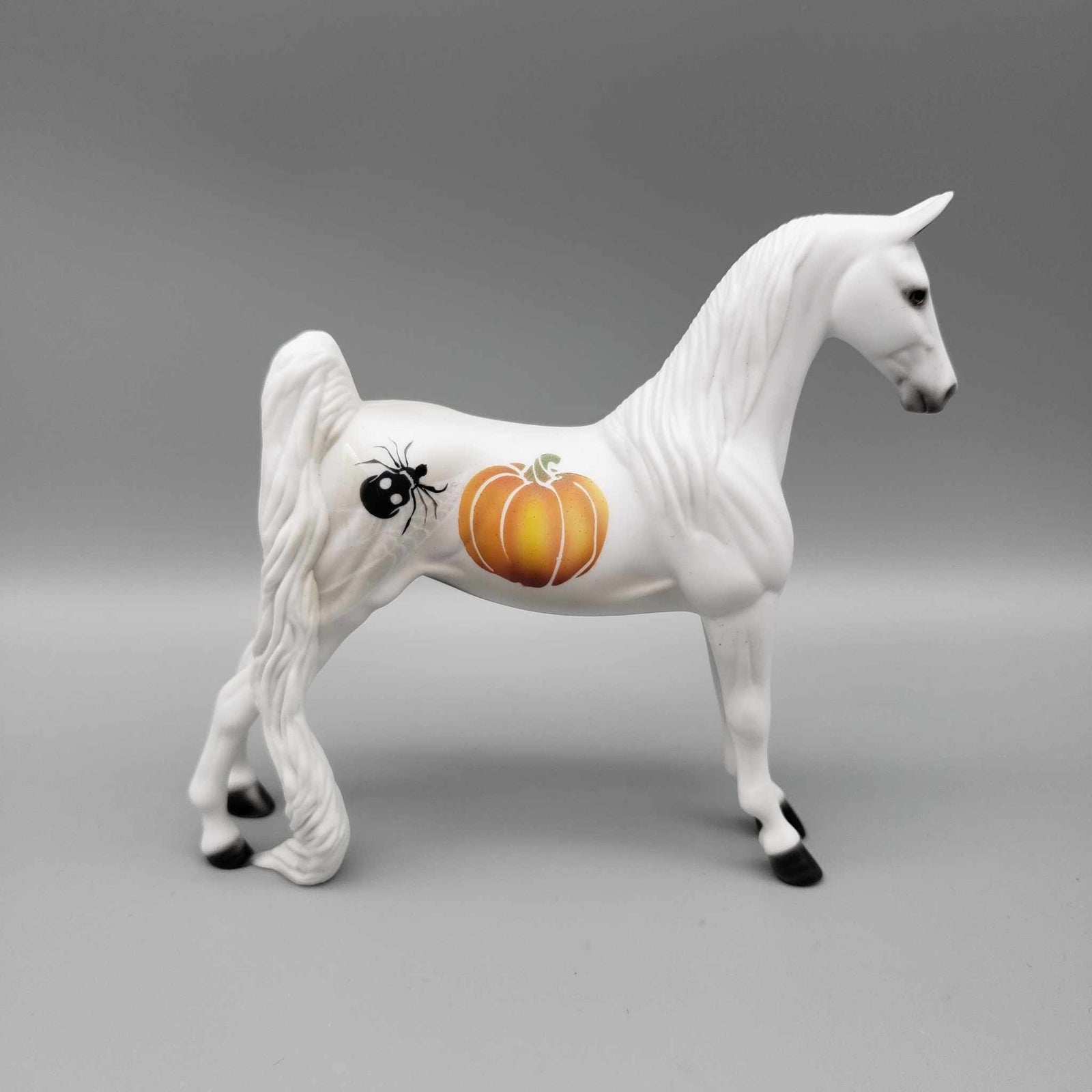 Pumpkin and Friend OOAK Pumpkin and Skull Spider Deco Saddlebred Pebble By Dawn Quick Moonlight Madness 2023 MM23