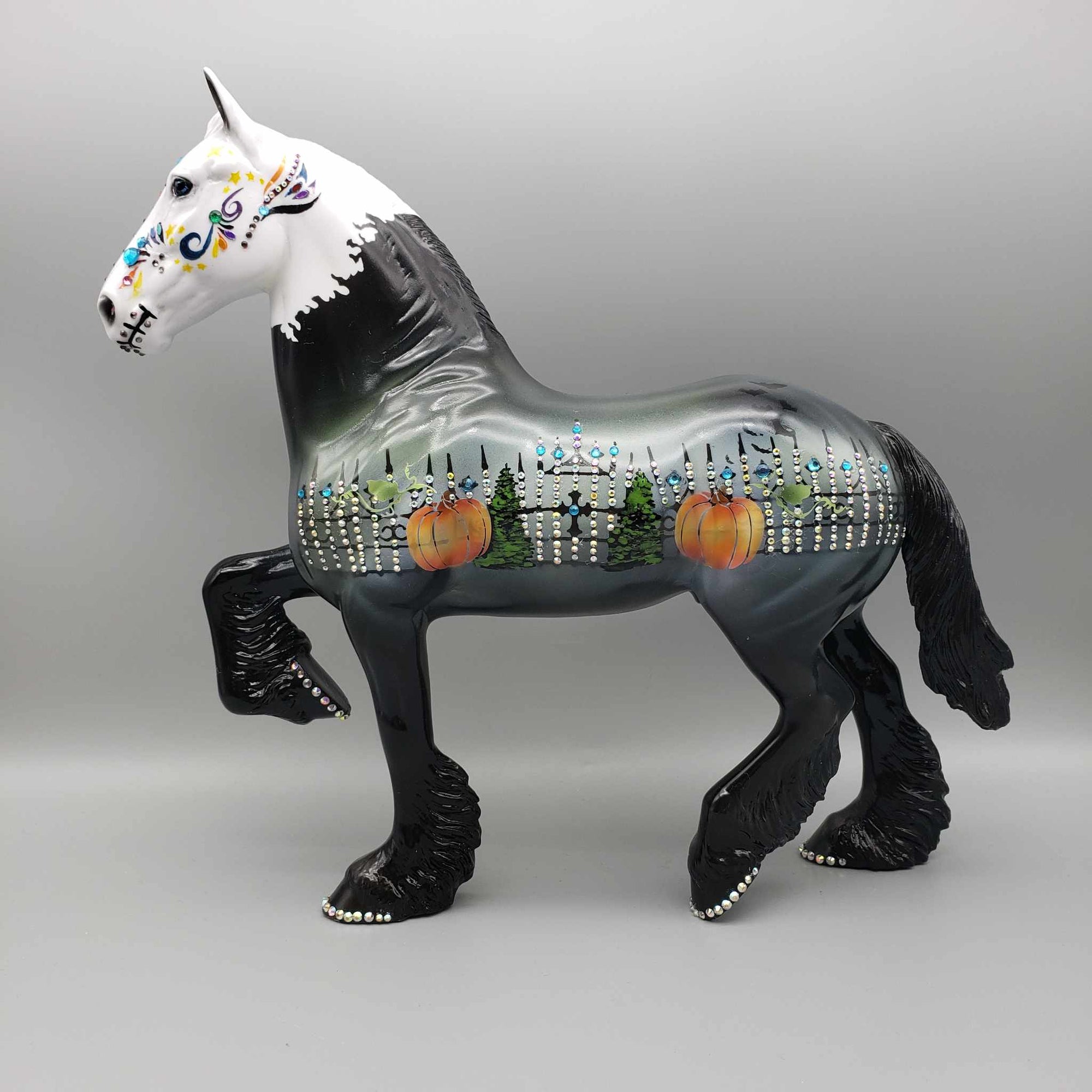 Pumpkin Heaven OOAK Sugar Skull Deco Trotting Draft By Dawn Quick Facebook Auction MM23