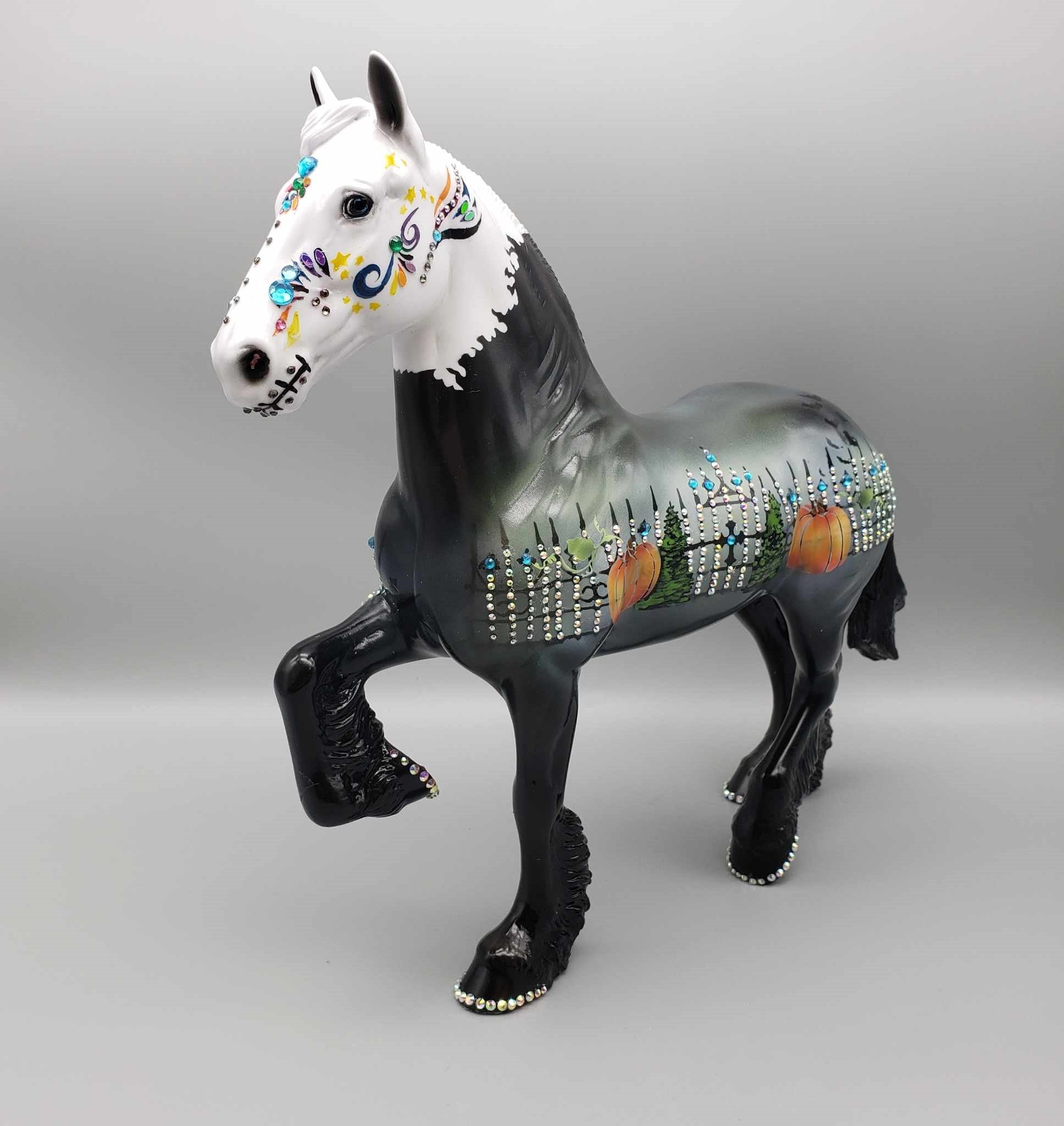 Pumpkin Heaven OOAK Sugar Skull Deco Trotting Draft By Dawn Quick Facebook Auction MM23