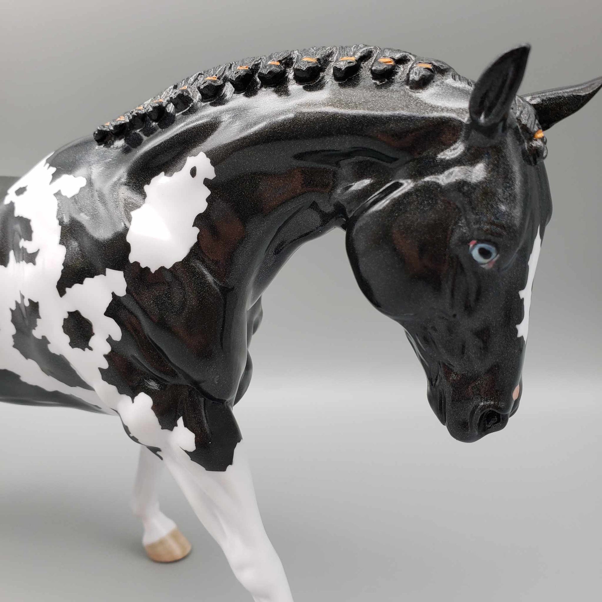 Witches Brew Holographic Black Pinto Running Stock Horse  By Myla Pearce Best Offers 10/16/23