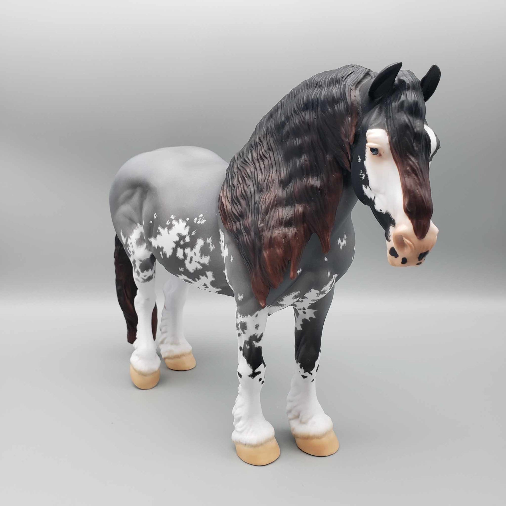 Nulit OOAK Blue Roan Sabino with Etched Markings By Hannah Olson