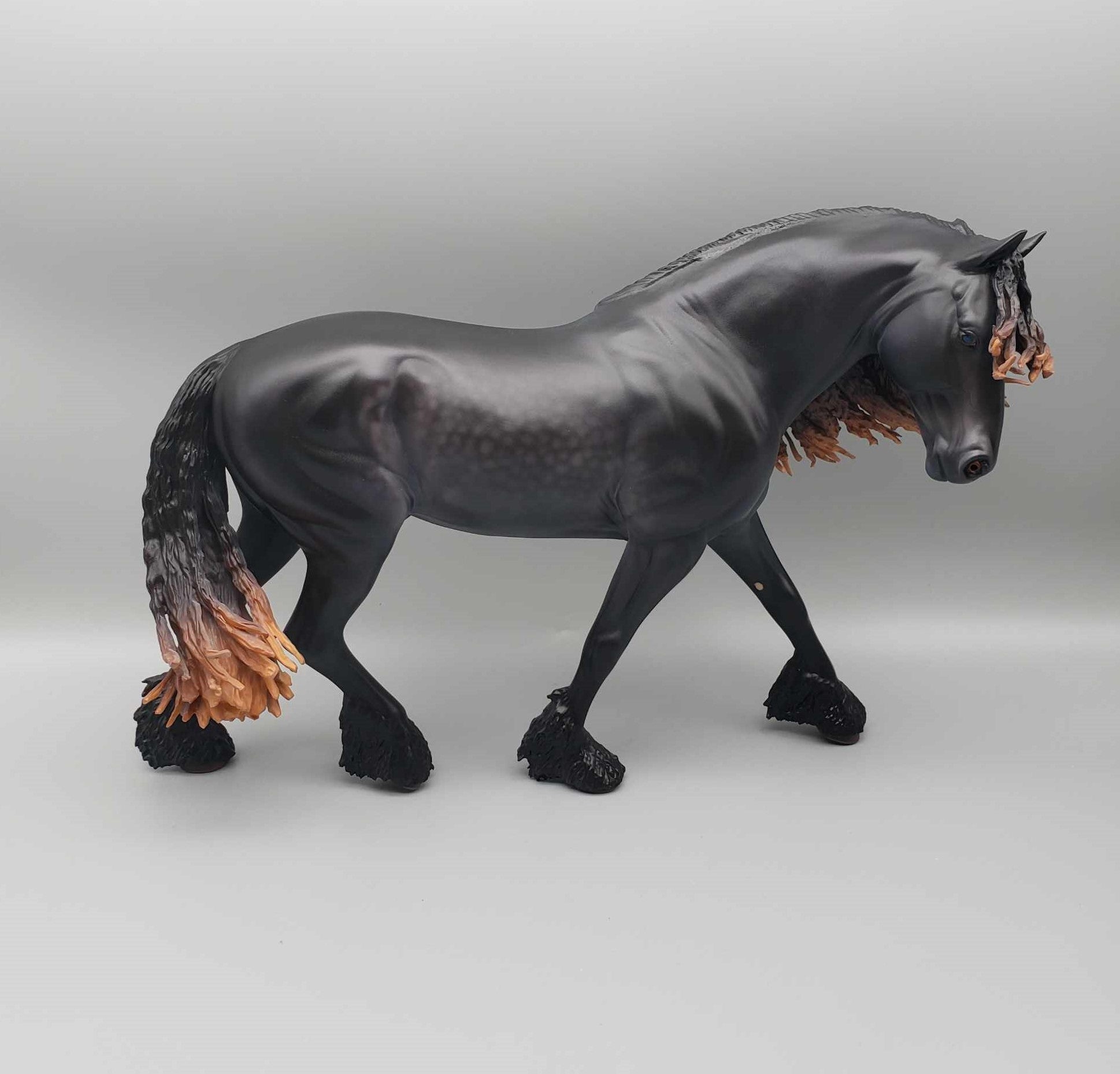 Hammond OOAK Dappled Black with Sunbleached Mane and Tail  Irish Draft By Caroline Boydston Best Offer 11/20/23