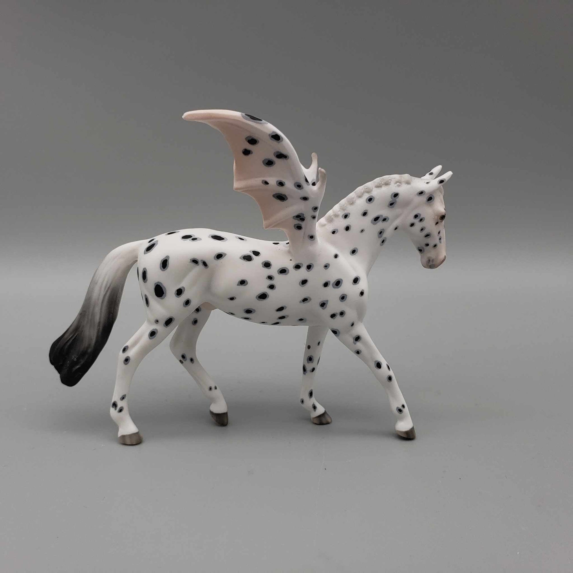 Soot Sprite OOAK Deco Black Leopard Appaloosa Blacklight Reactive Batwing Warmblood Chip By Ellen Robbins FALL FACEBOOK AUCTIONS