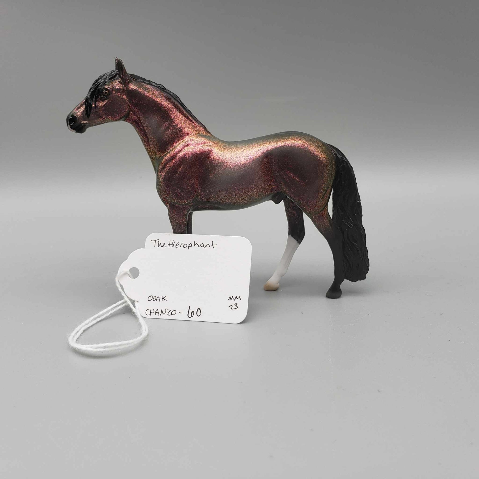 The Hierophant OOAK Deco Red - Gray Colorshift Andalusian Chip By Ellen Robbins Moonlight Madness 2023 MM23