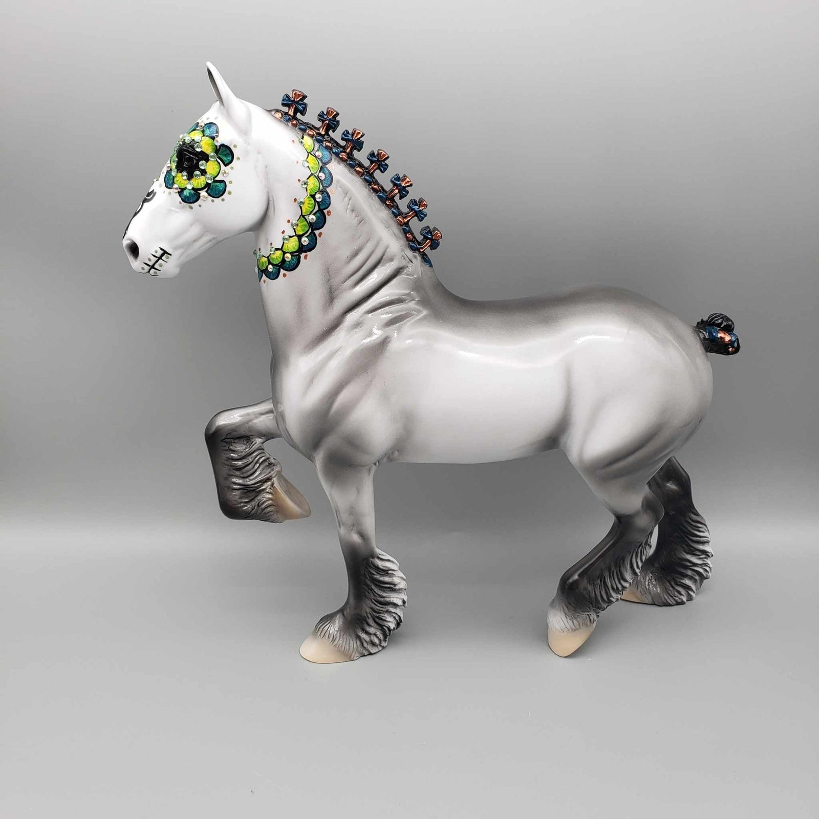 Aluino OOAK Sugar Skull Trotting Drafter By Dawn Quick Fall Facebook Auction Moonlight Madness 2023 MM23