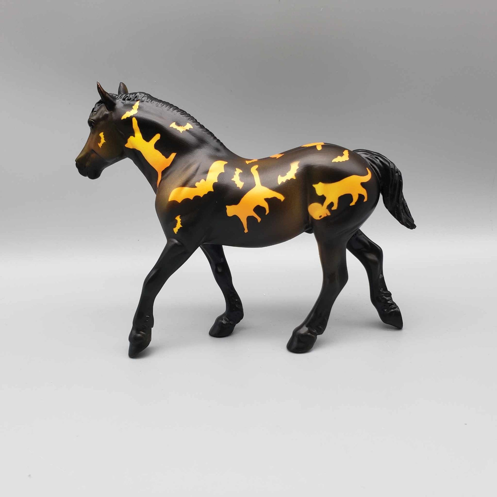 Fright Night Delight OOAK Deco Orange/Black Bats &amp; Cats Draft Pebble By Dawn Quick Moonlight Madness 2023 MM23