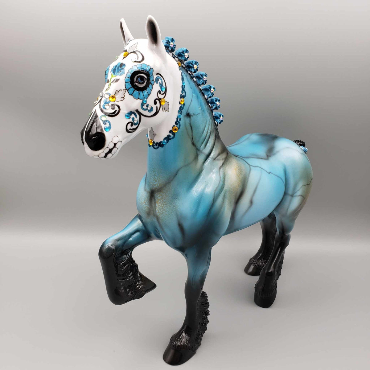 Amado OOAK Turquoise Sugar Skull Trotting Drafter By Dawn Quick FACEBOOK AUCTION Fall Into Autumn Random Drop Sale