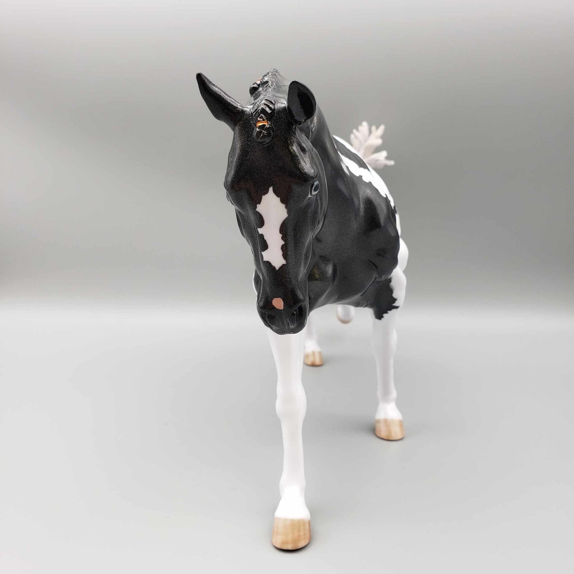 Witches Brew Holographic Black Pinto Running Stock Horse  By Myla Pearce Best Offers 10/16/23