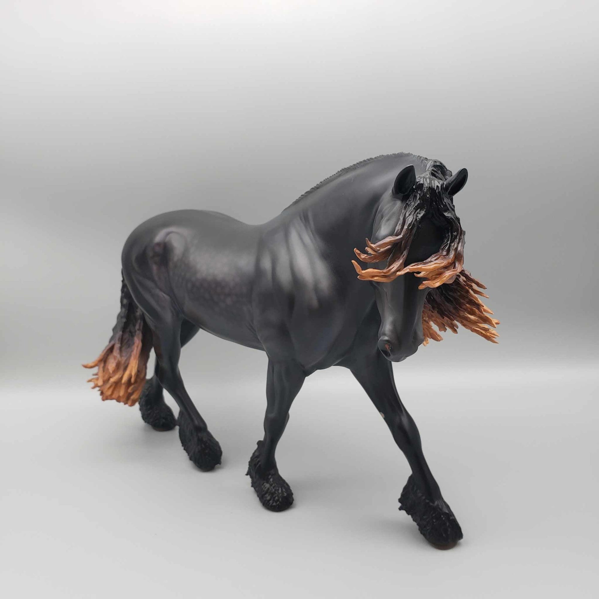 Hammond OOAK Dappled Black with Sunbleached Mane and Tail  Irish Draft By Caroline Boydston Best Offer 11/20/23