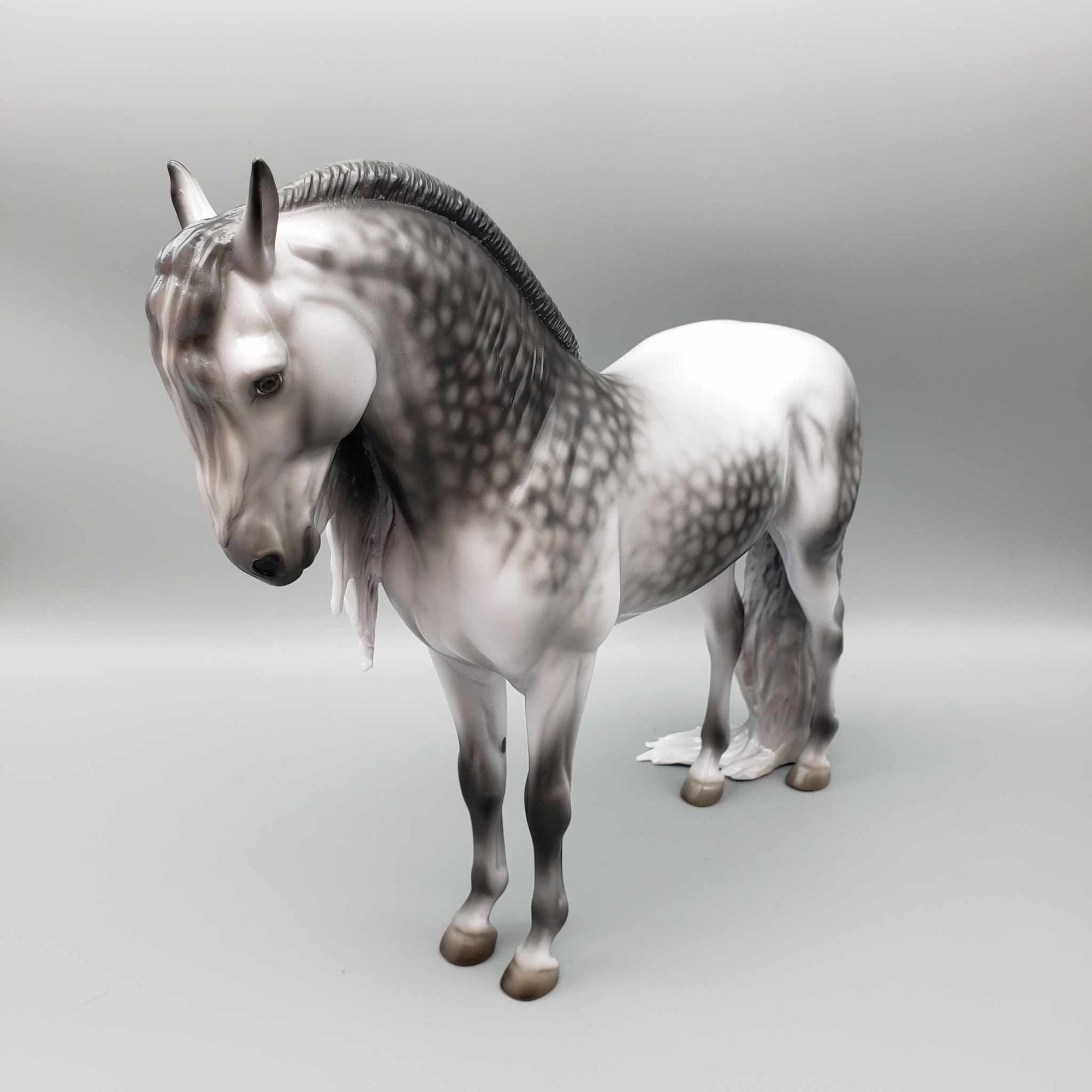 Snow Shower OOAK Dappled Gray W/ Long Mane &amp; Puddle Tail Andalusian By Jess Hamill Holiday Sale HS23