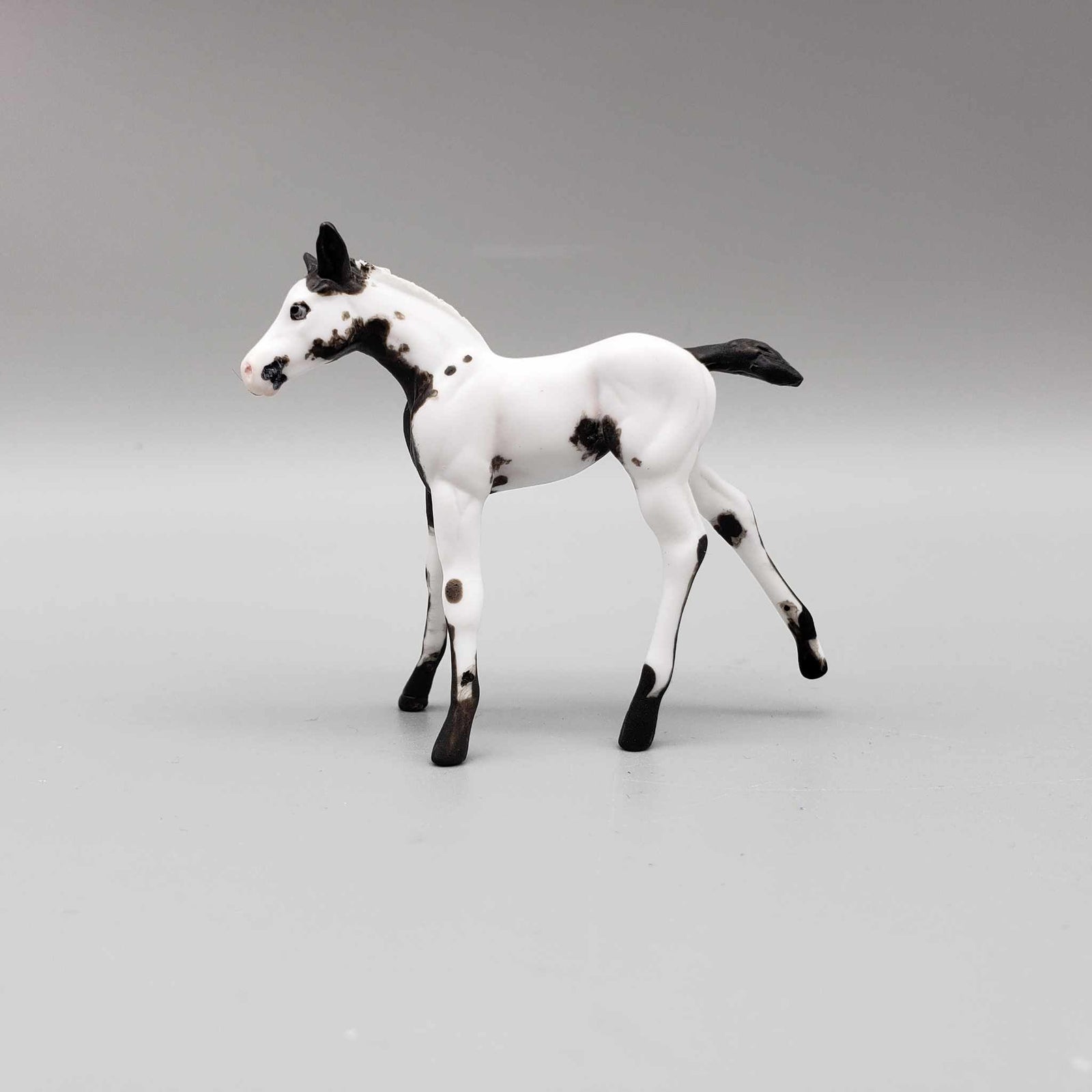 Frisky OOAK Black Tovero Kicking Chip Foal Hand Painted and Customized by Andrea Thomason HS23