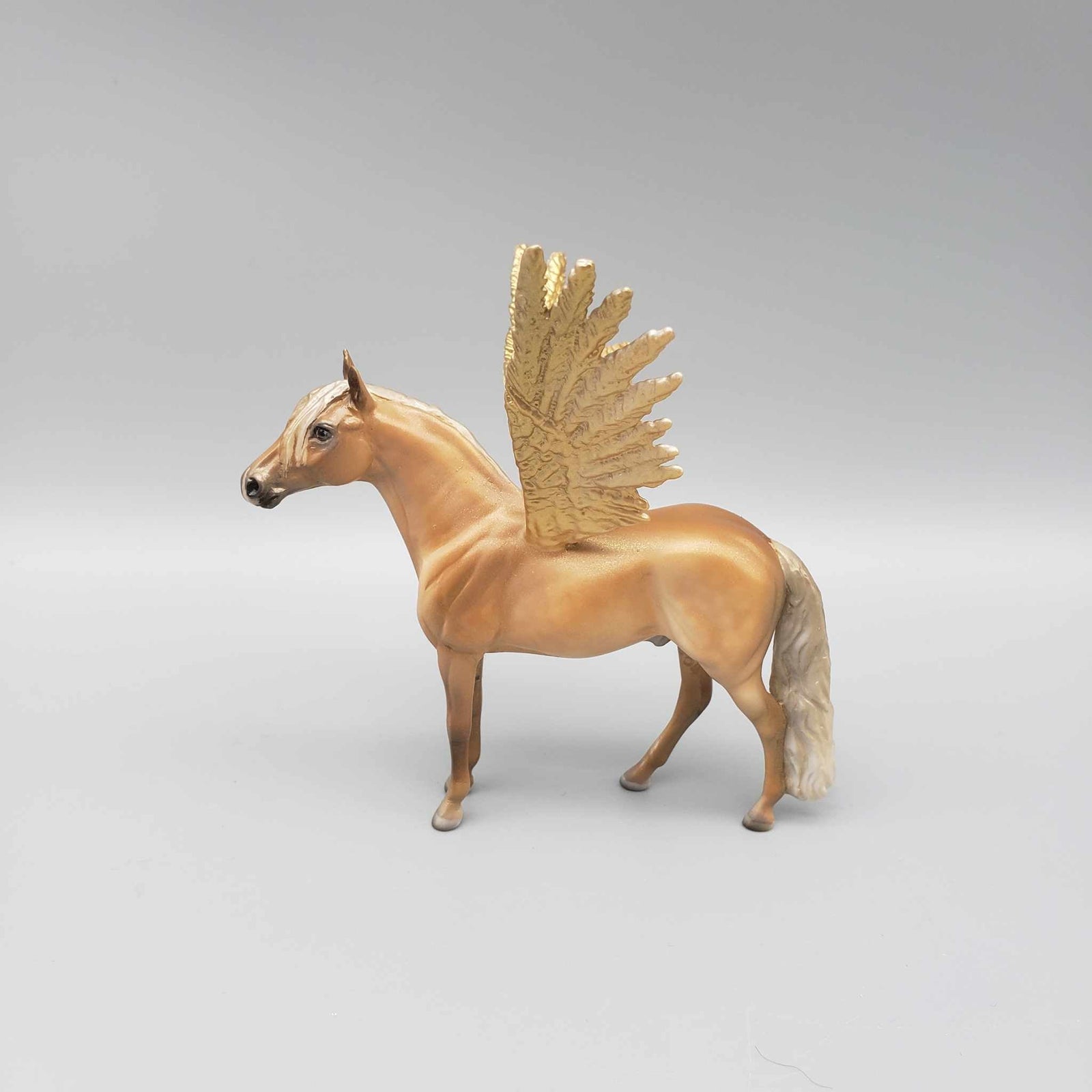 Gold Tinsel OOAK Dappled Gold Chestnut Deco Winged Morgen Chip By Julie Kiem FACEBOOK AUCTION Holiday Sale HS23