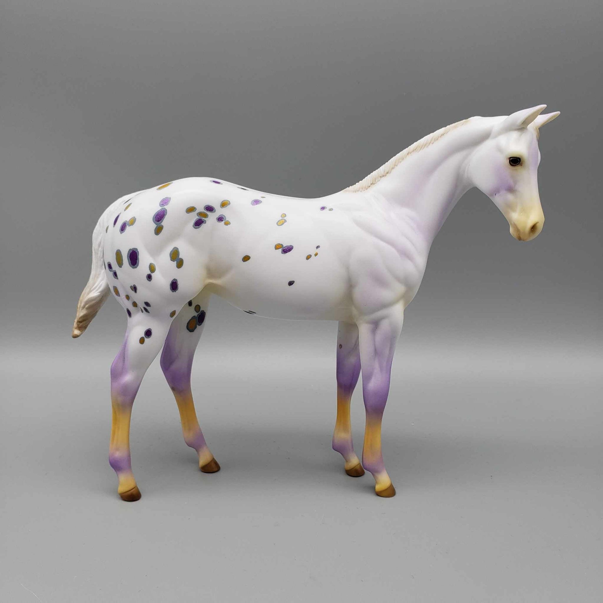 Candy Coated OOAK Halloween Deco Orange / Purple Semi-Leoperd Appaloosa W/ Blacklight Weanling Pebble By Ellen Robbins Moonlight Madness 2023 MM23