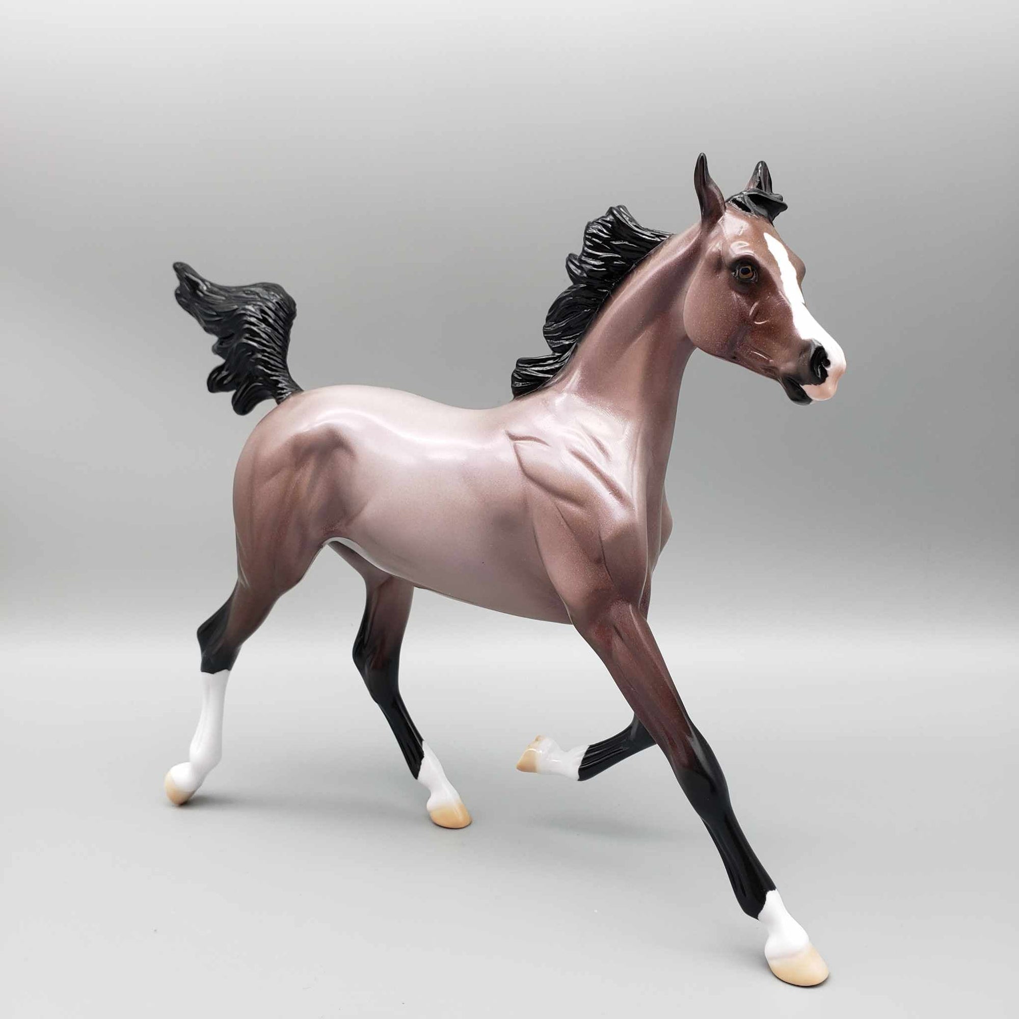 Wood Sprite OOAK Holographic Bay Roan Yearling By Ellen Robbins HS23