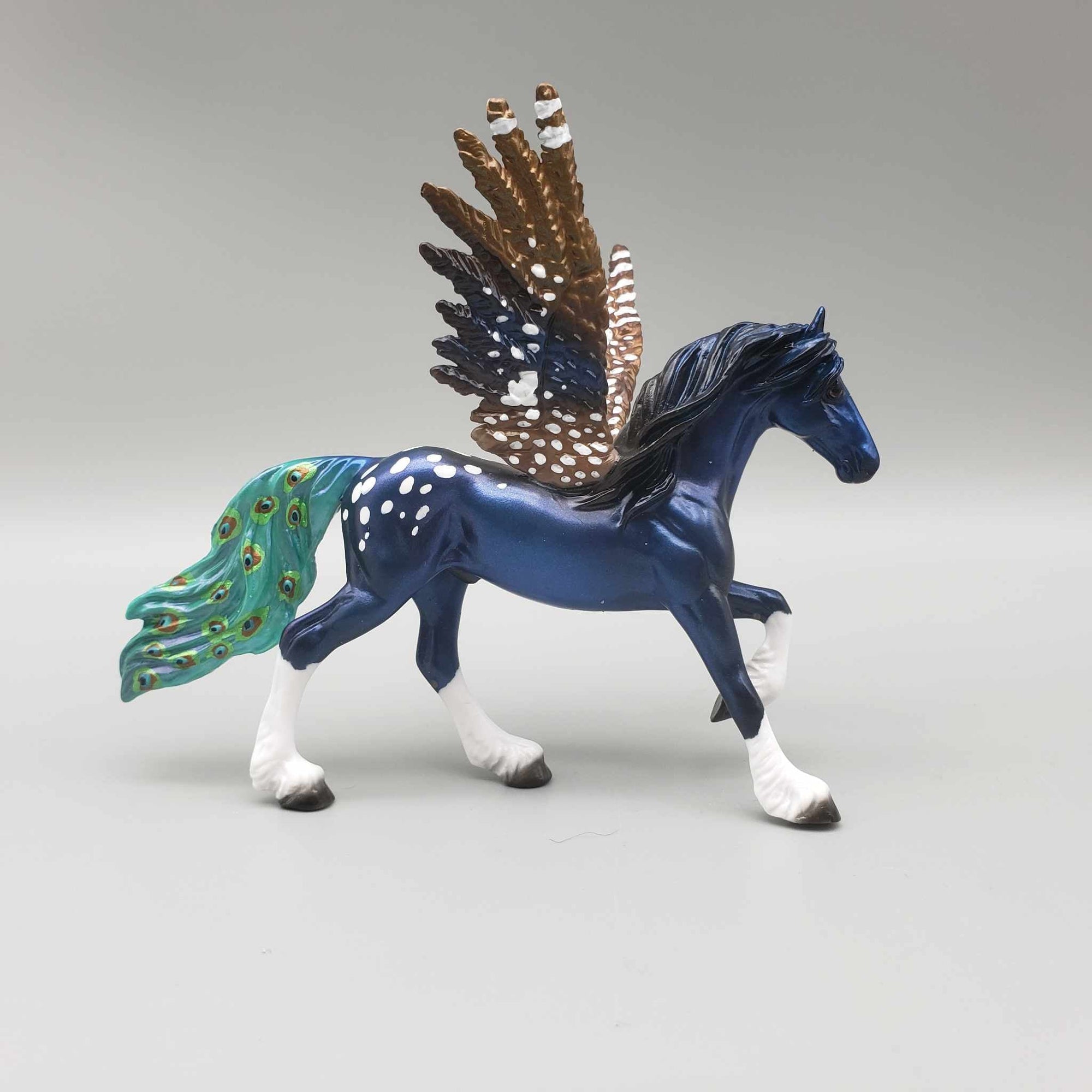 Ornament OOAK Deco Blue Appoaloosa Inspired By Peacock Winged Friesian Chip By Ellen Robbins Holiday Sale HS23 FACEBOOK AUCTION