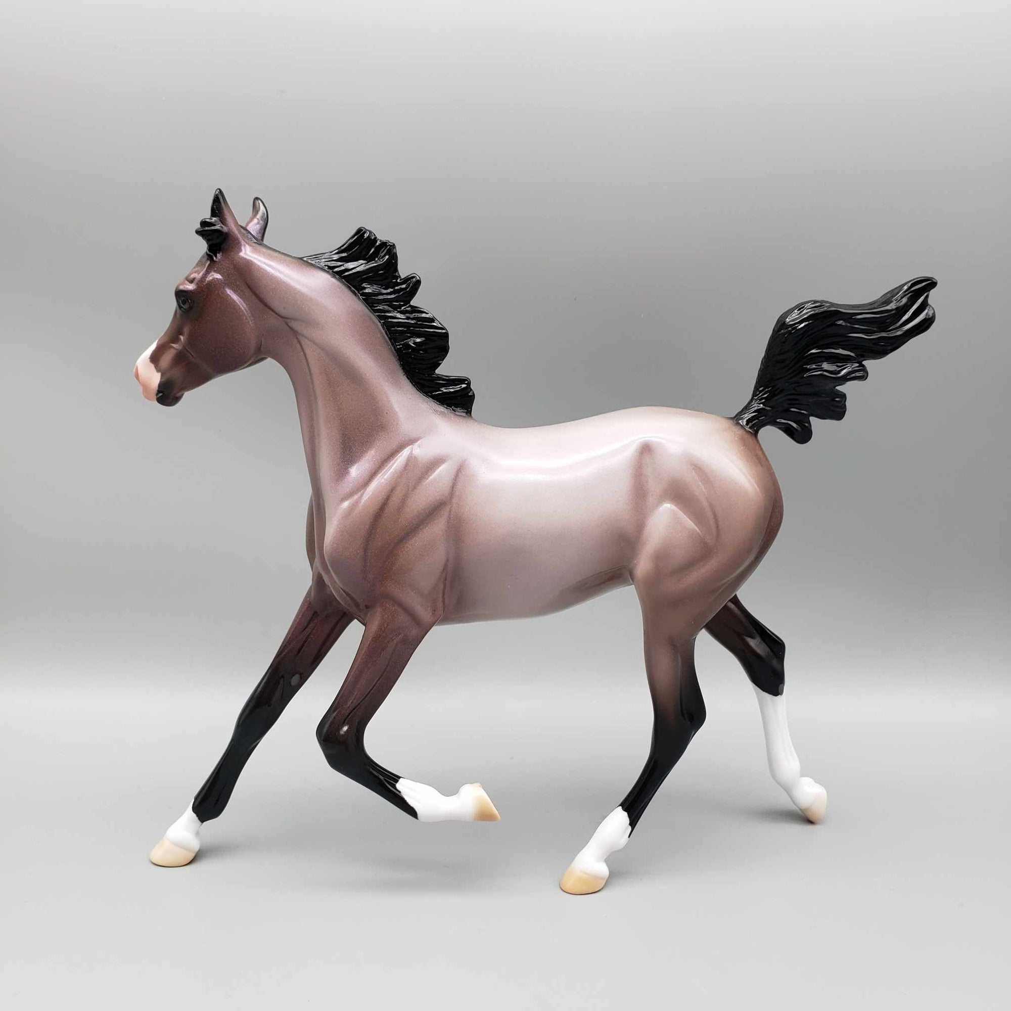 Wood Sprite OOAK Holographic Bay Roan Yearling By Ellen Robbins HS23