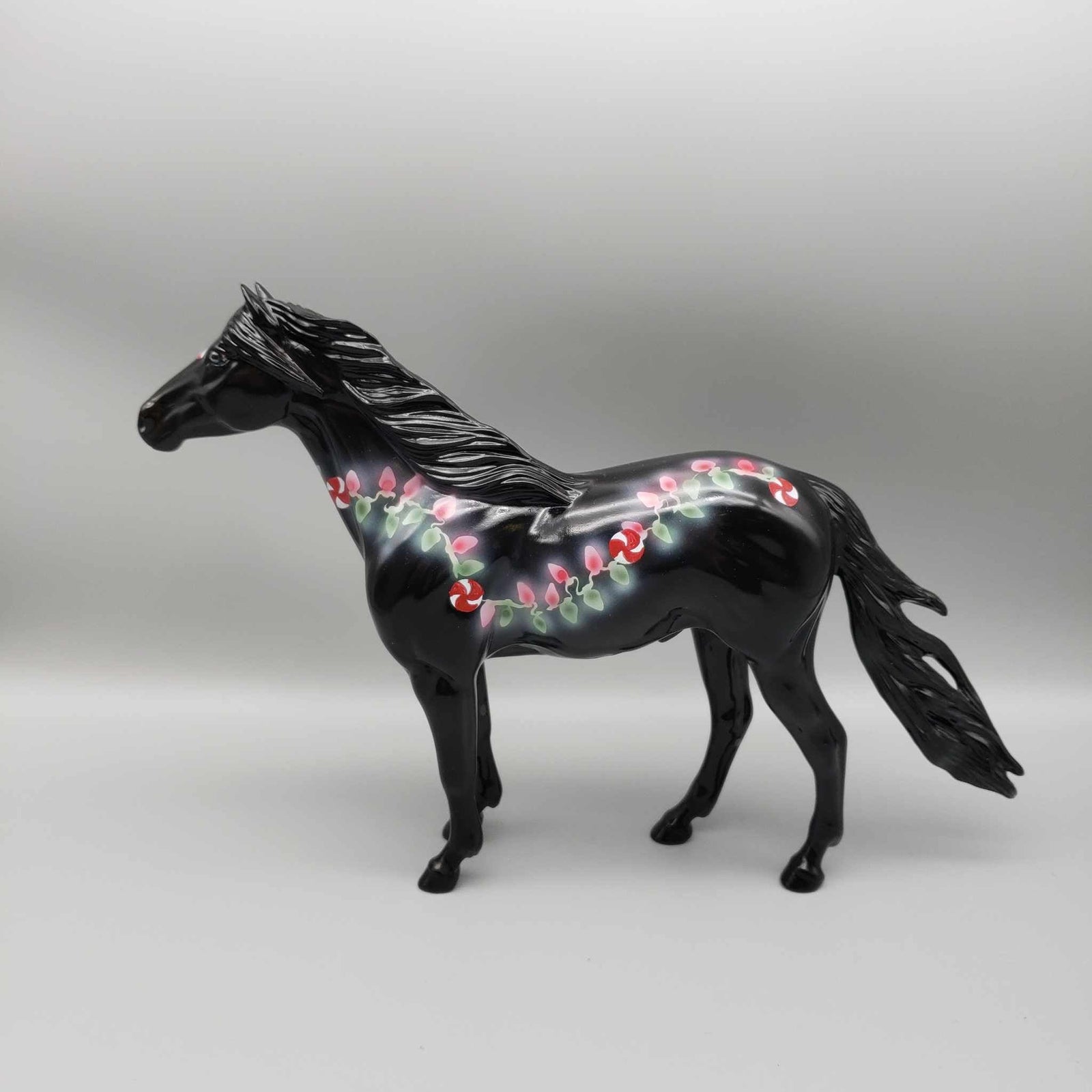 Sweet Lights OOAK Deco Black W/ Red & Green X-Mas Lights & Peppermints Mustang By Dawn Quick Holiday Sale HS23