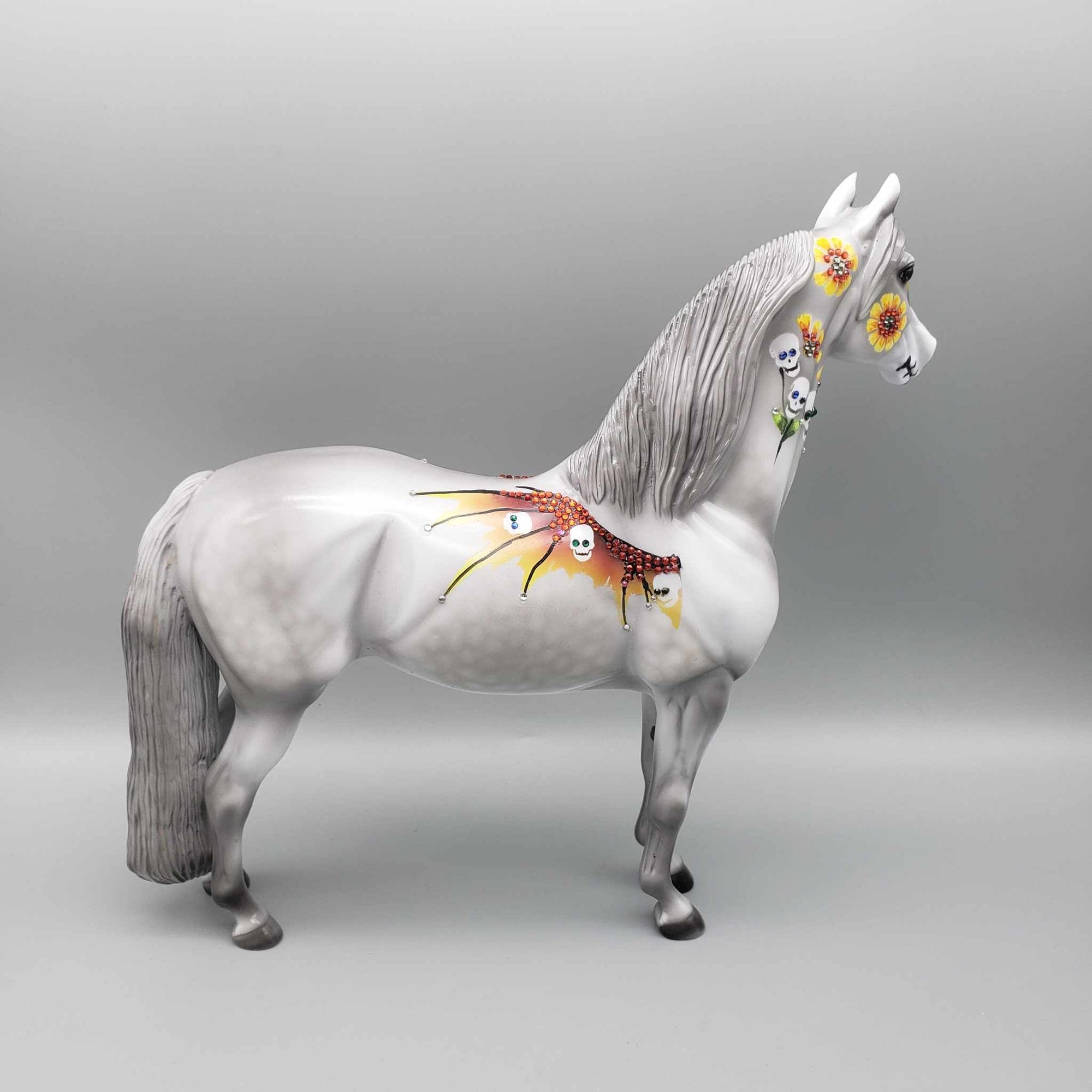 Final Awakening  OOAK Skulls and Sunflowers Glossy Blinged Morgan Sugar Skull By Dawn Quick Fall Facebook Auction