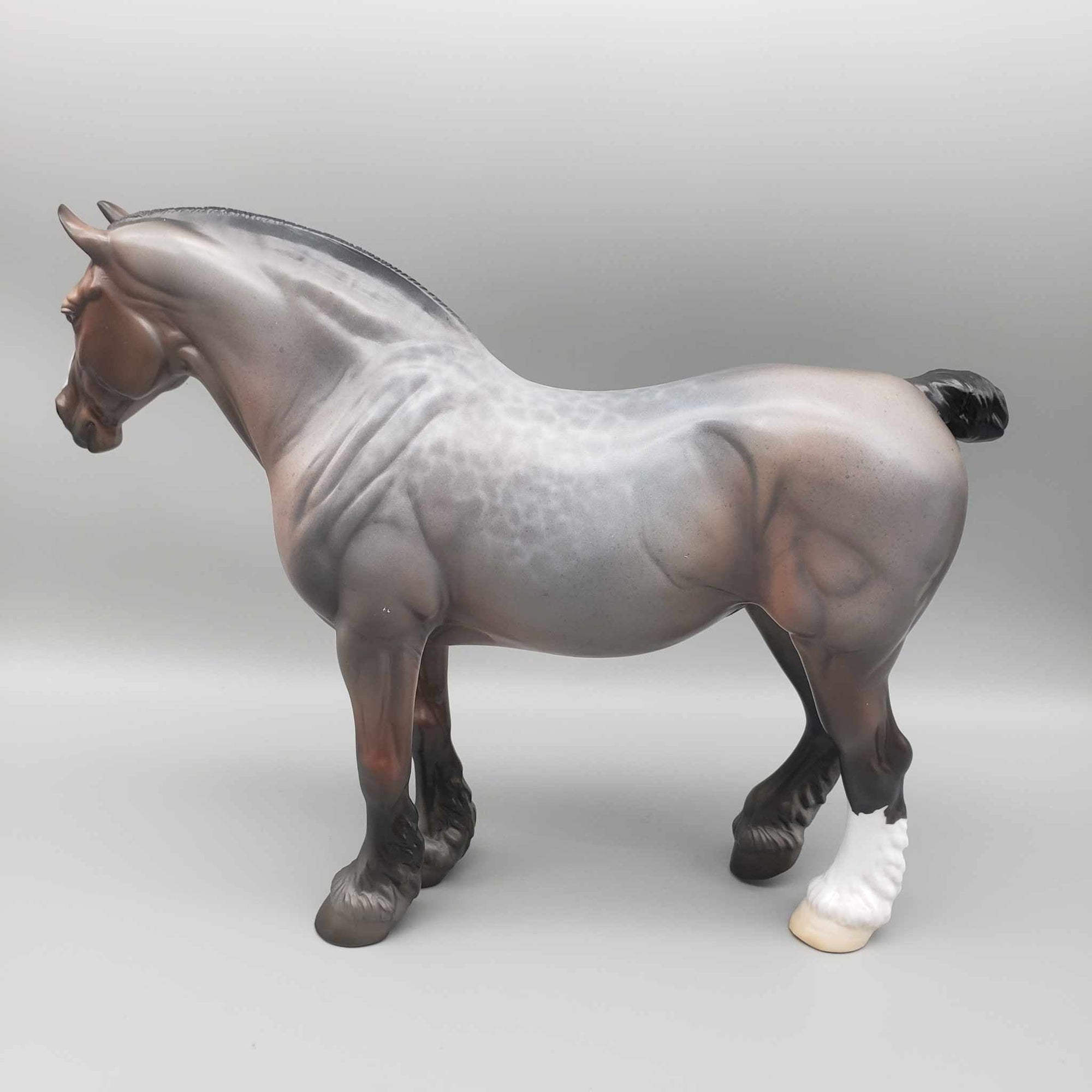 Generosity OOAK Reverse Dapple Bay Roan Draft W/ Blaze &amp; Leg Marking By Jess Hamill Holiday Sale HS23