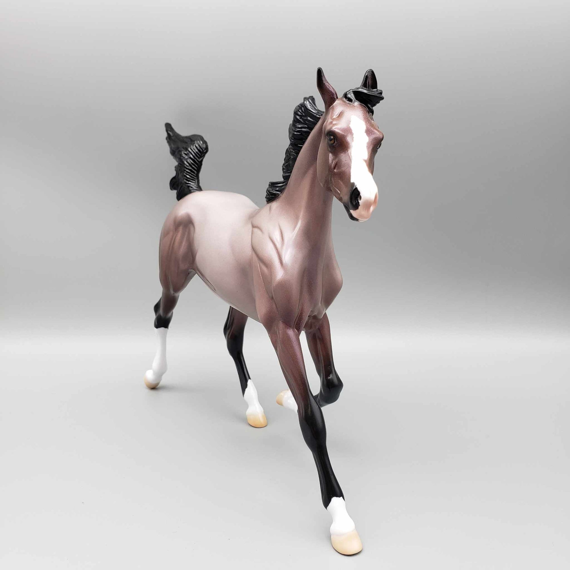 Wood Sprite OOAK Holographic Bay Roan Yearling By Ellen Robbins HS23