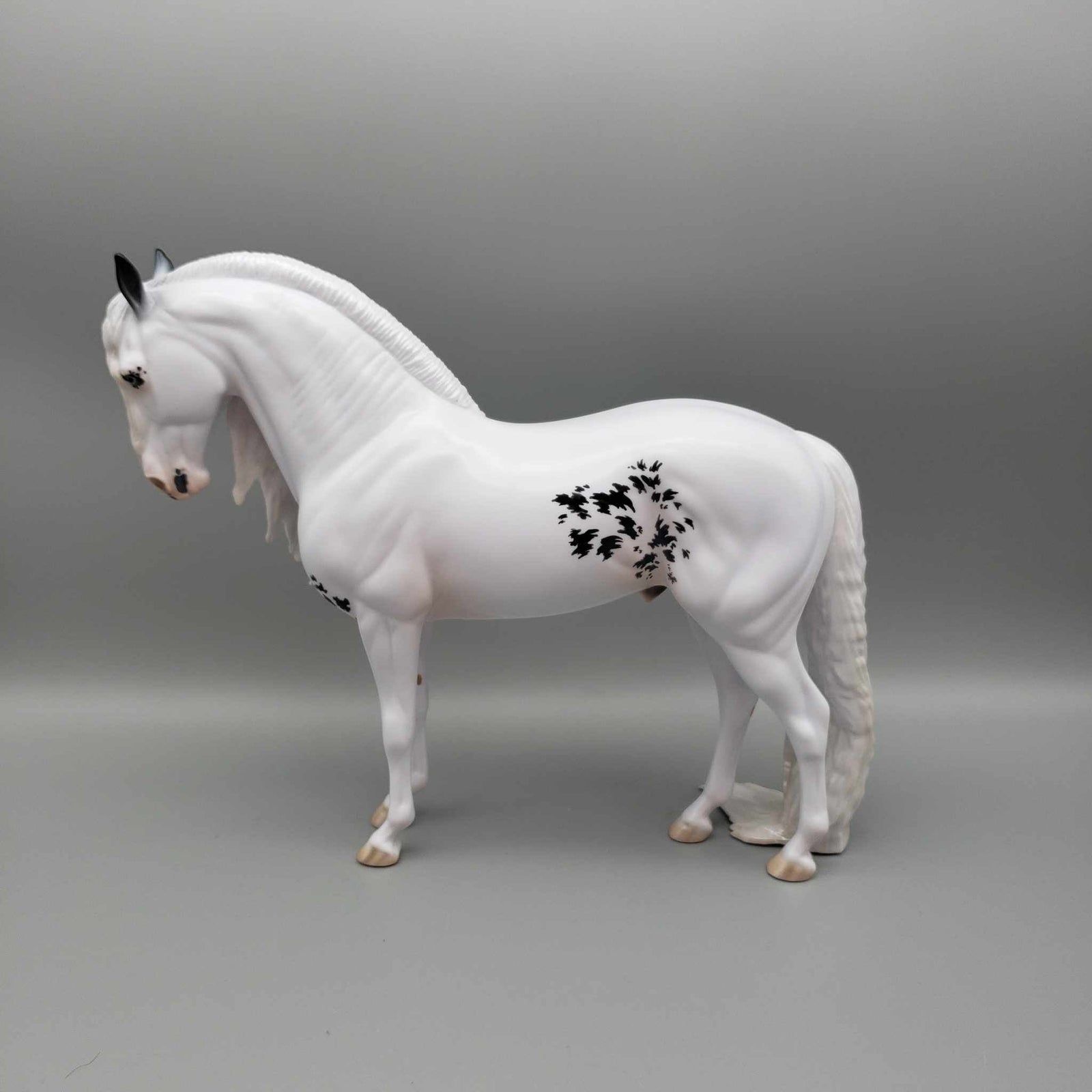 Snow Camo OOAK Black & White Sabino W/ Long Mane & Puddle Tail Andalusian By Jess Hamill Holiday Sale HS23