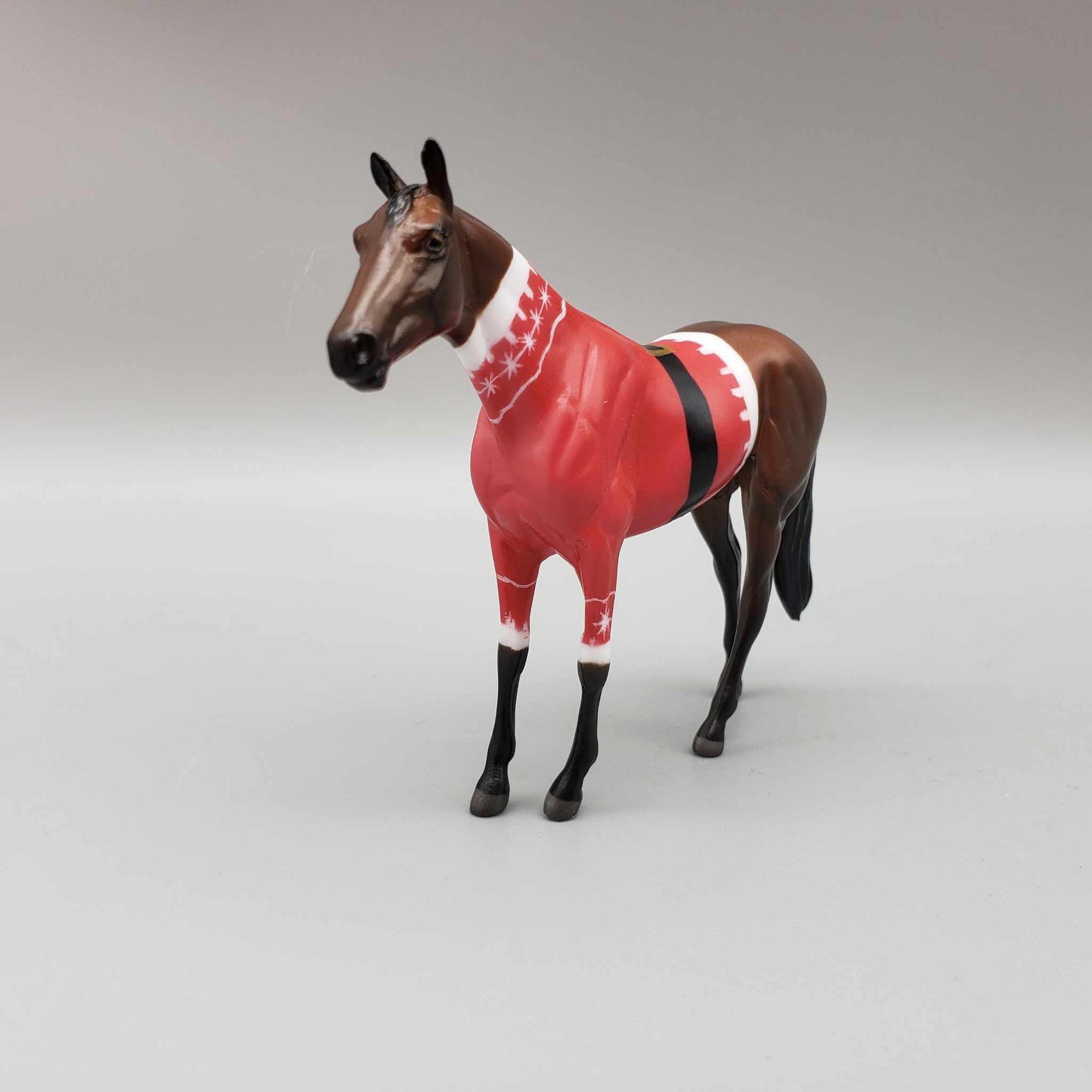 Santa Sweater OOAK Deco Bay W/ Santa Sweater Thoroughbred Chip By Jess Hamill Holiday Sale HS23