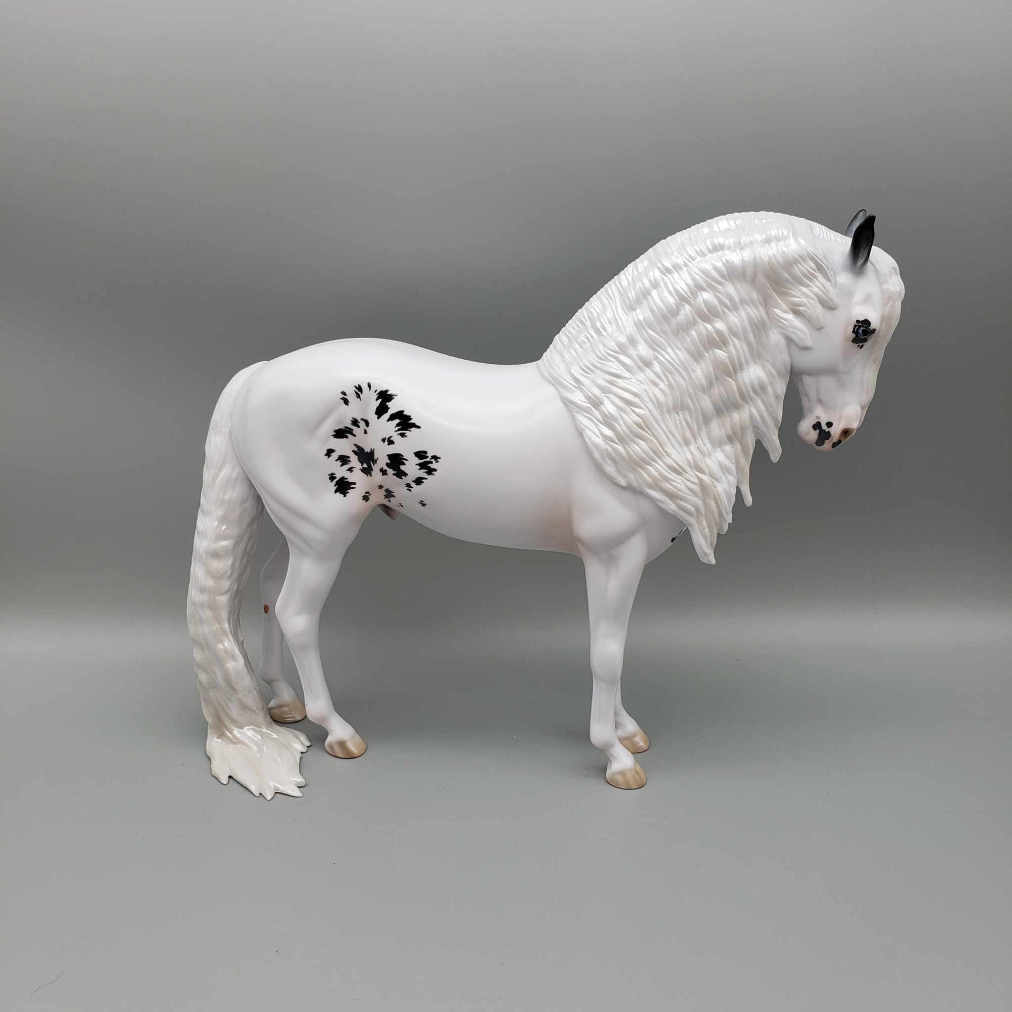 Snow Camo OOAK Black &amp; White Sabino W/ Long Mane &amp; Puddle Tail Andalusian By Jess Hamill Holiday Sale HS23