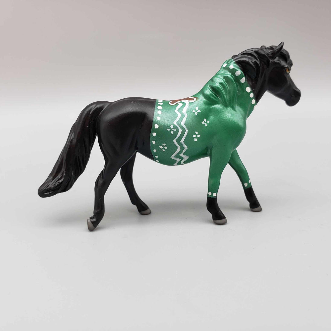 Gingerbread Sweater OOAK Deco Black W/ Green Gingerbread Sweater Pony Chip By Jess Hamill Holiday Sale HS23